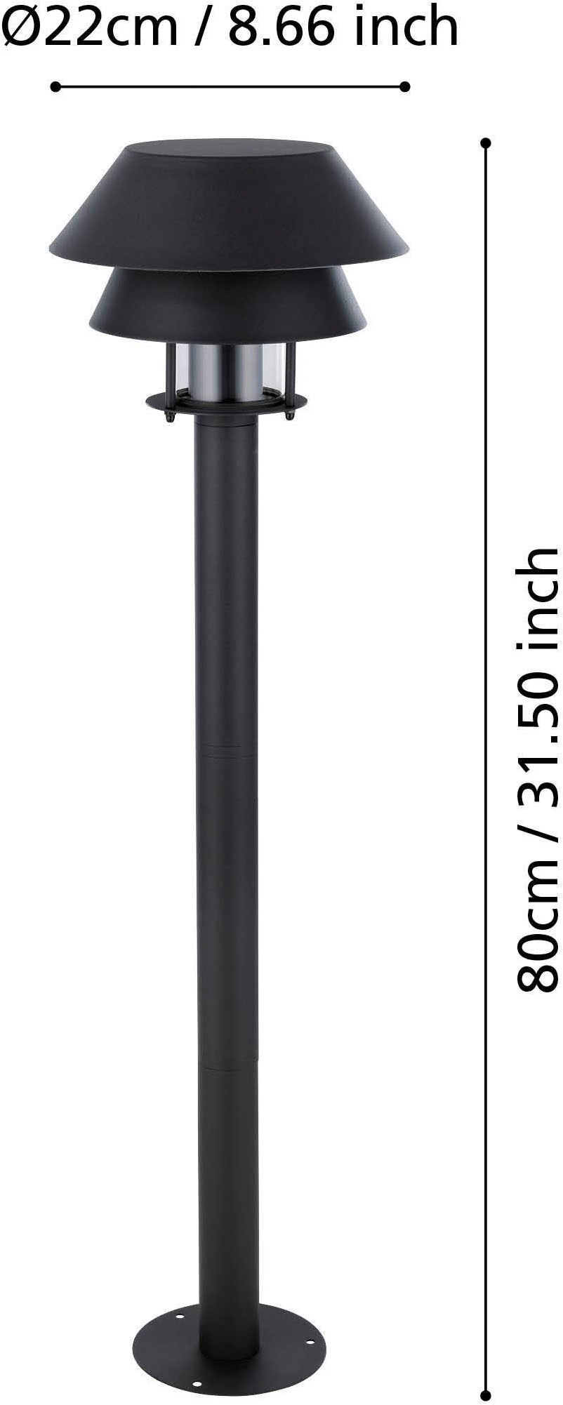 EGLO LED Außen-Stehlampe »Chappera Stehlampe, Außenleuchte aus Metall und Glas, E27, IP65, Lampe« E27 1 Stk. Stehleuchte - H80 x Ø22 cm - schwarz, weiß - 1X40W exkl.