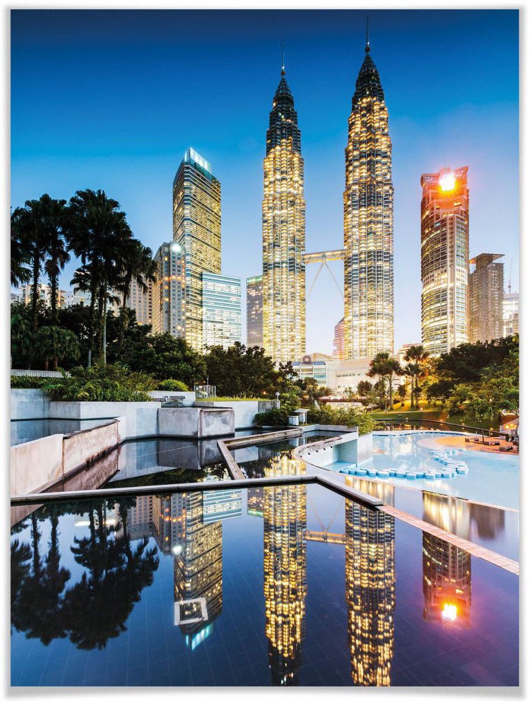Wall-Art Poster »Petronas Towers Nacht«, Gebäude, (1 St.), Poster, Wandbild,  Bild, Wandposter bequem kaufen
