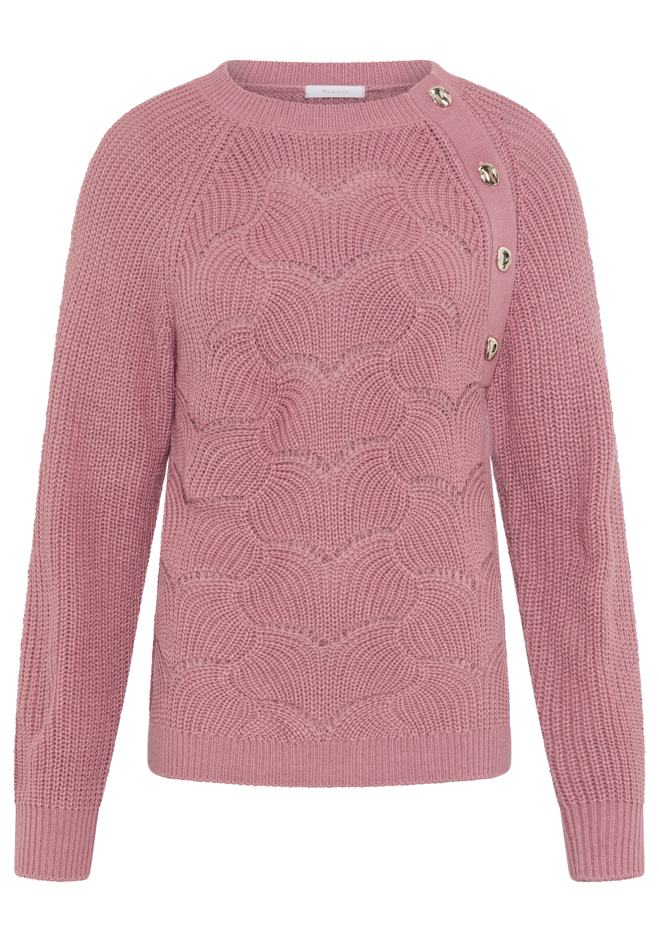 Tamaris Strickpullover »mit Raglanärmeln und Ajourmuster« mit Knopf-Details