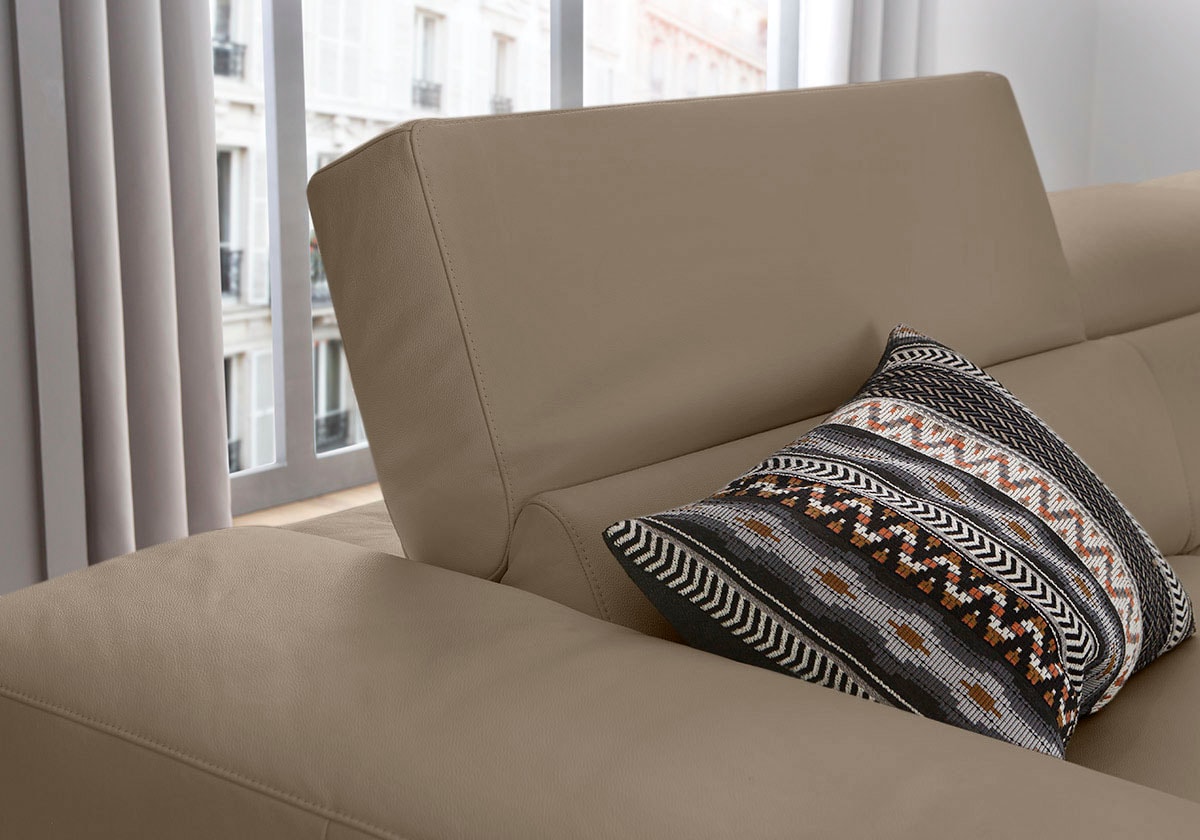 W.SCHILLIG Ecksofa »piedroo, Designsofa mit tollem Sitzkomfort, bequem und elegant, L-Form«, Kopfteilverstellung, wahlweise mit Sitztiefenverstellung, Breite 343cm