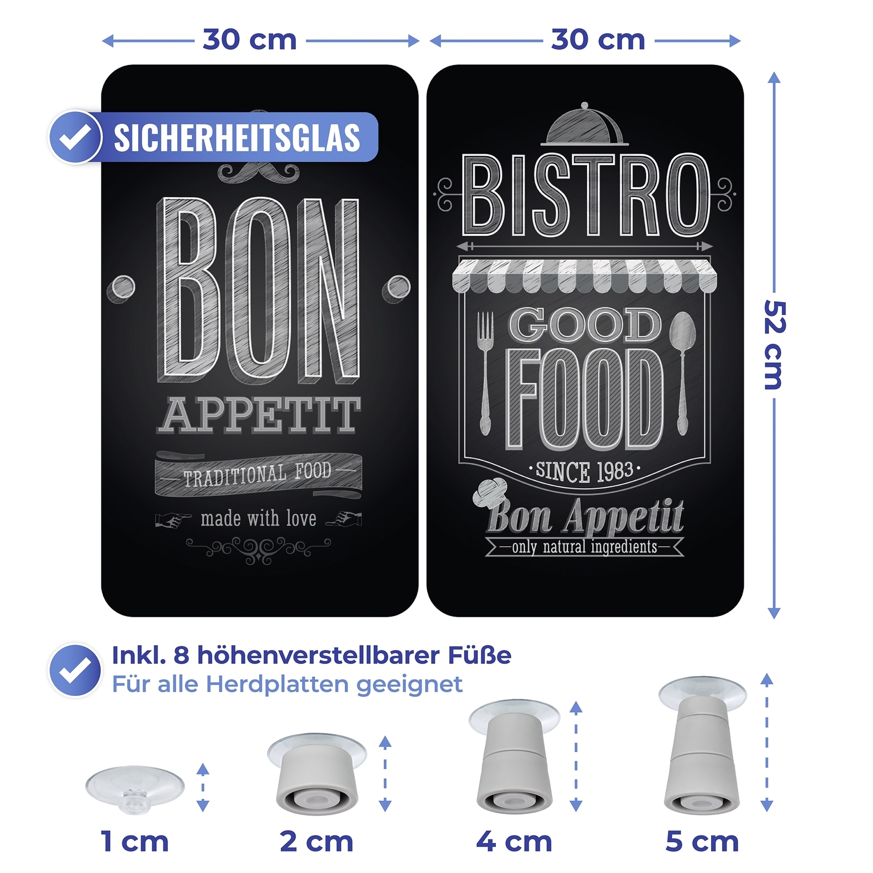 WENKO Herd-Abdeckplatte »Universal Modell Bon Appetit« Herdabdeckung für alle Herdarten, kratzfest, mit rutschfesten Füßen