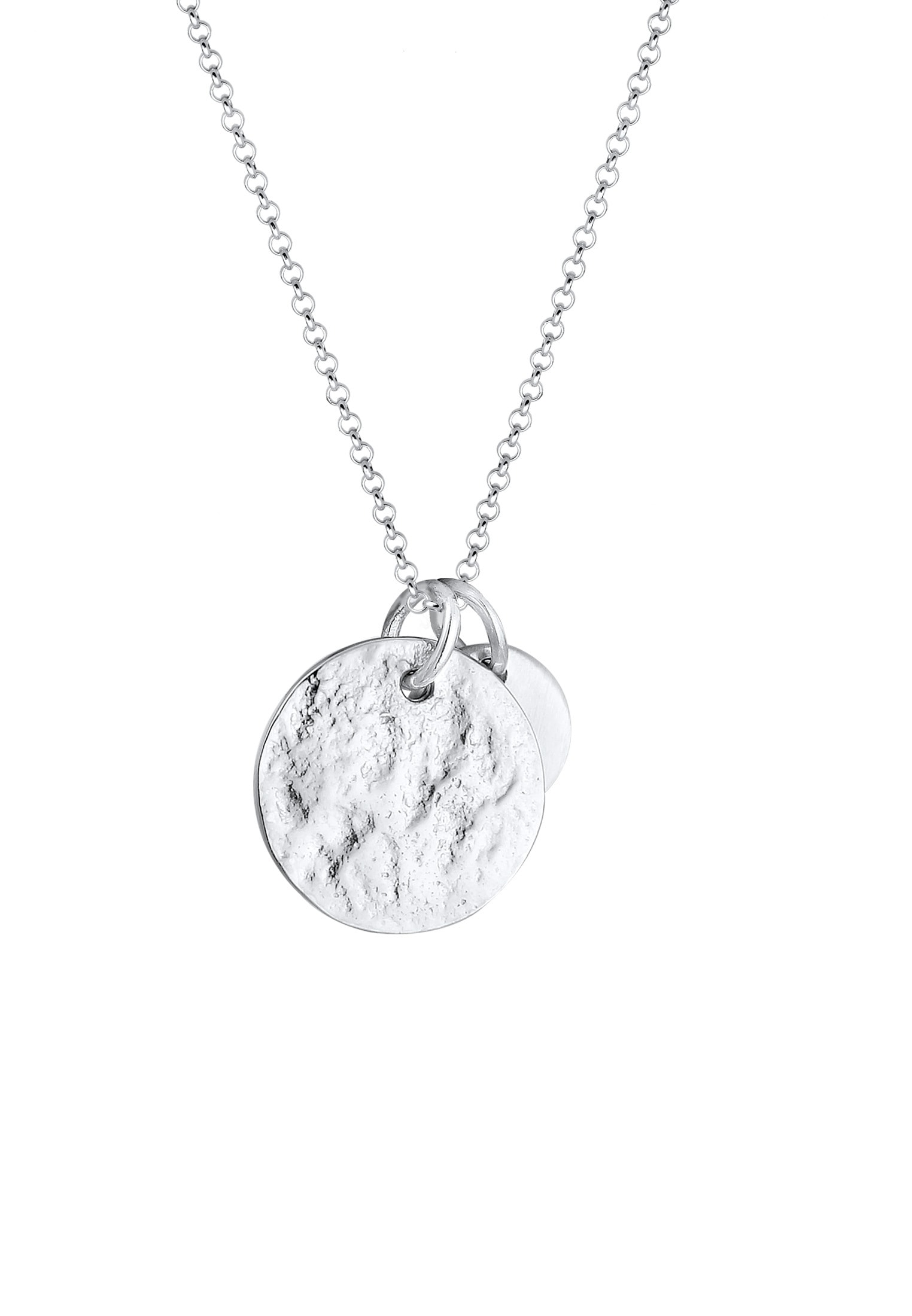 Elli Kette mit Anhänger »Halskette Plättchen Münzen Organic Look 925 Silber«