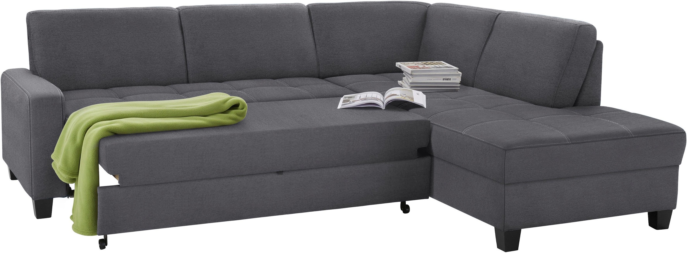 DOMO collection Ecksofa »Florentina zeitlos und elegant, Sitznähte als Designelement, L-Form«, wahlweise mit Bettfunktion, mit Kontrastnaht, Komfortsitzhöhe 47cm