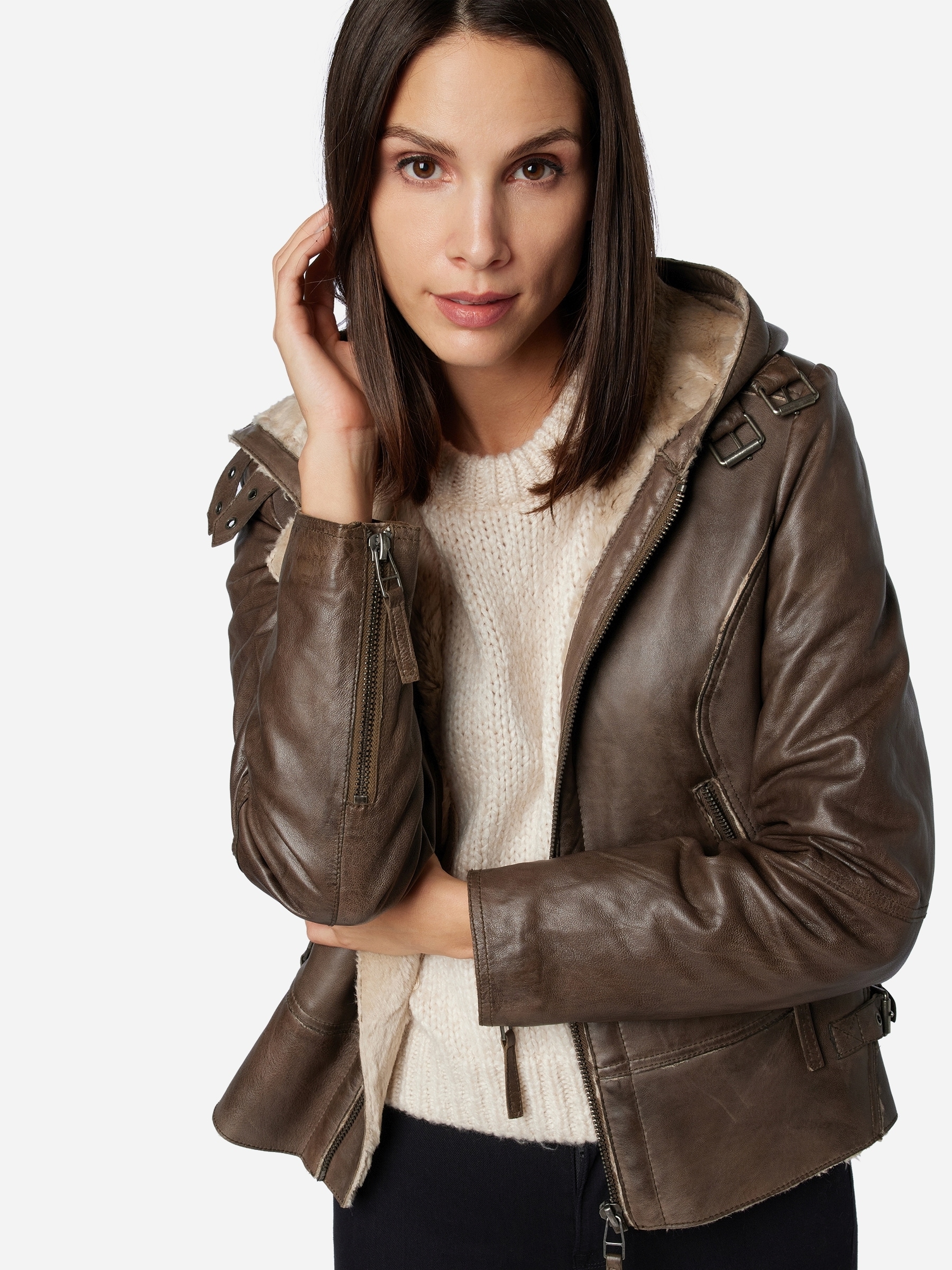 RICANO Bikerjacke »Lederjacke Julie« Handgefertigt aus echtem Leder