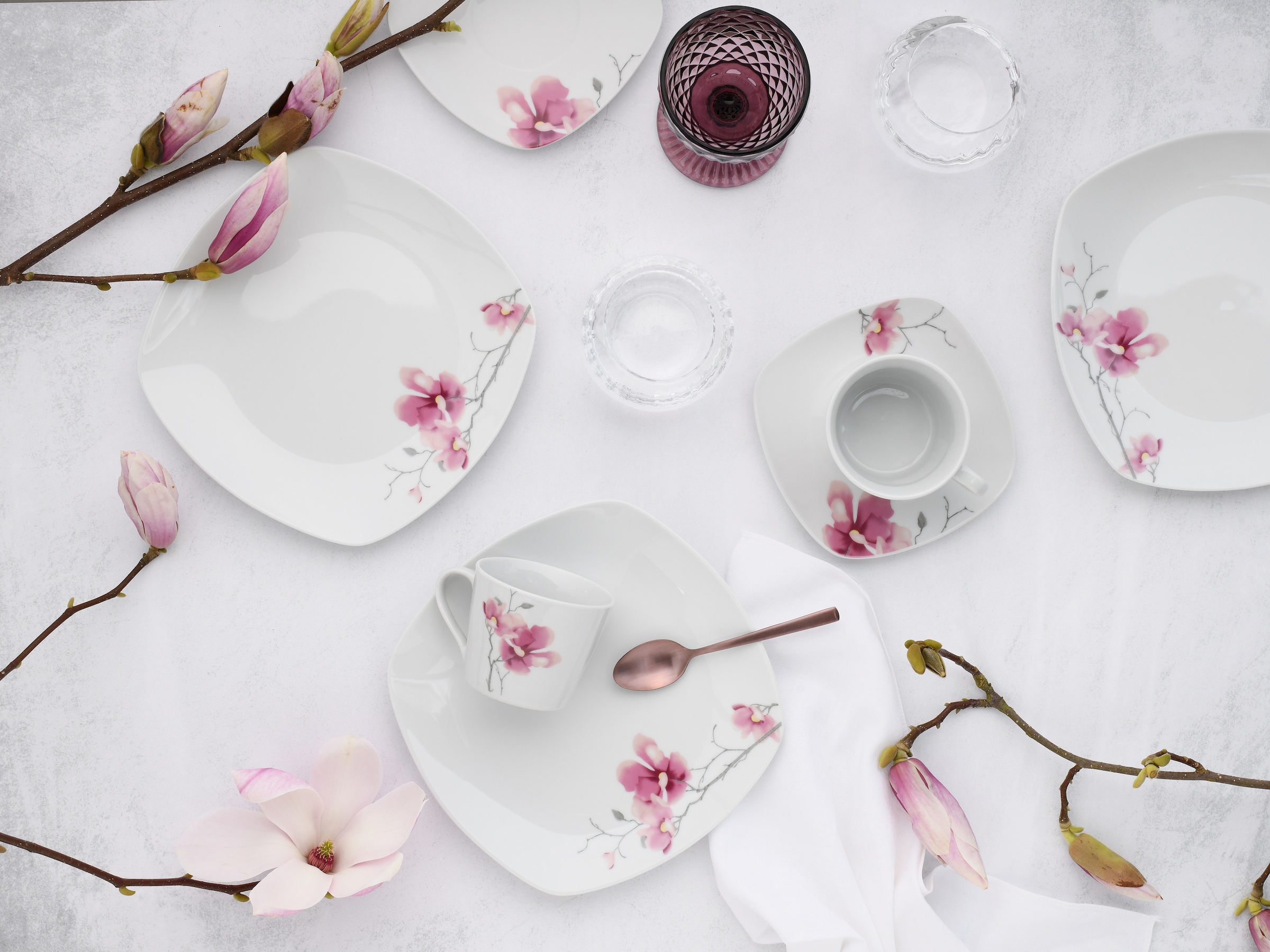 CreaTable Kombiservice »Amelie Aiko, Kombi-Service 30-tlg« Blumendekor