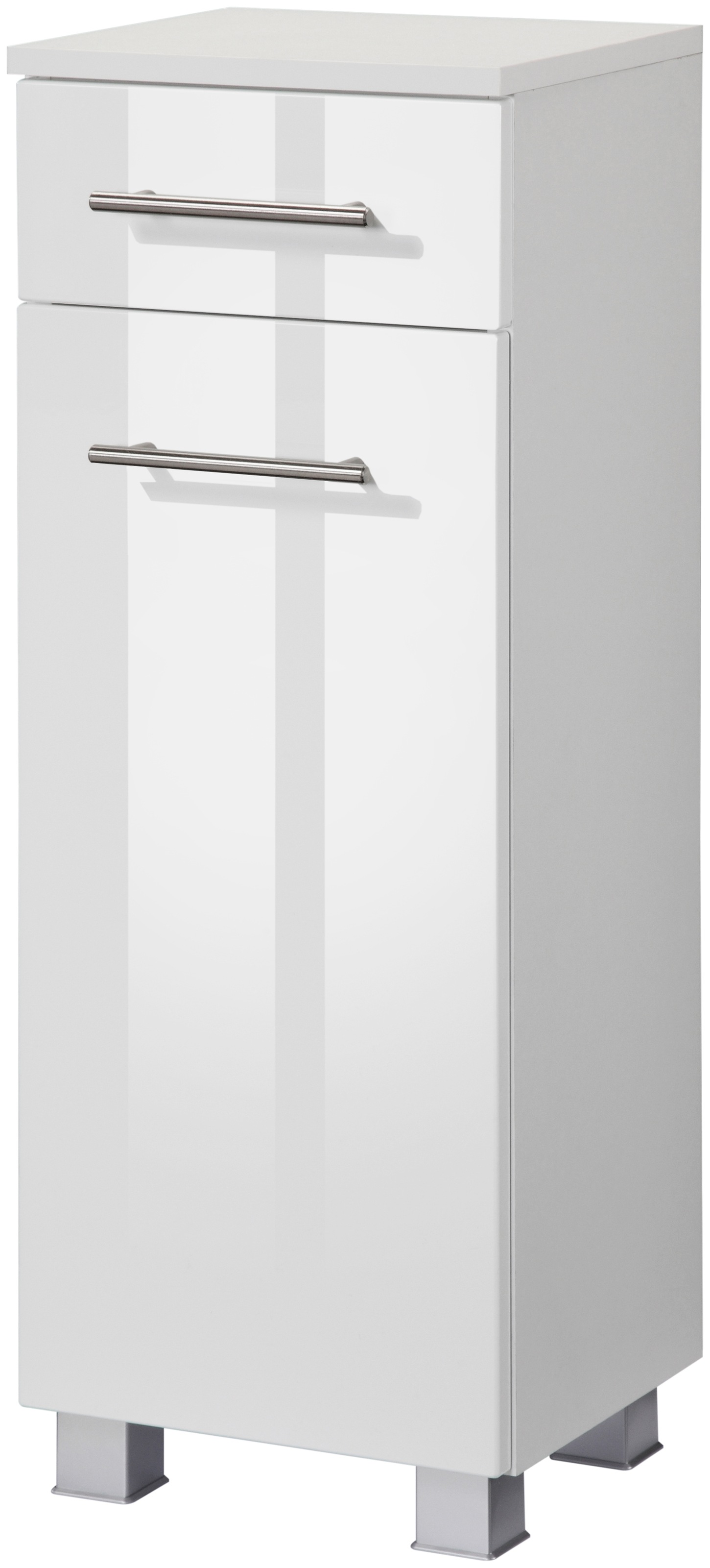 welltime Badmöbel-Set »"Trento", Badezimmer-Set, Hängeschrank, Unterschrank, Hochschrank«, (5 St.), Waschbeckenunterschrank, Spiegelschrank inkl. Aufbauleuchte