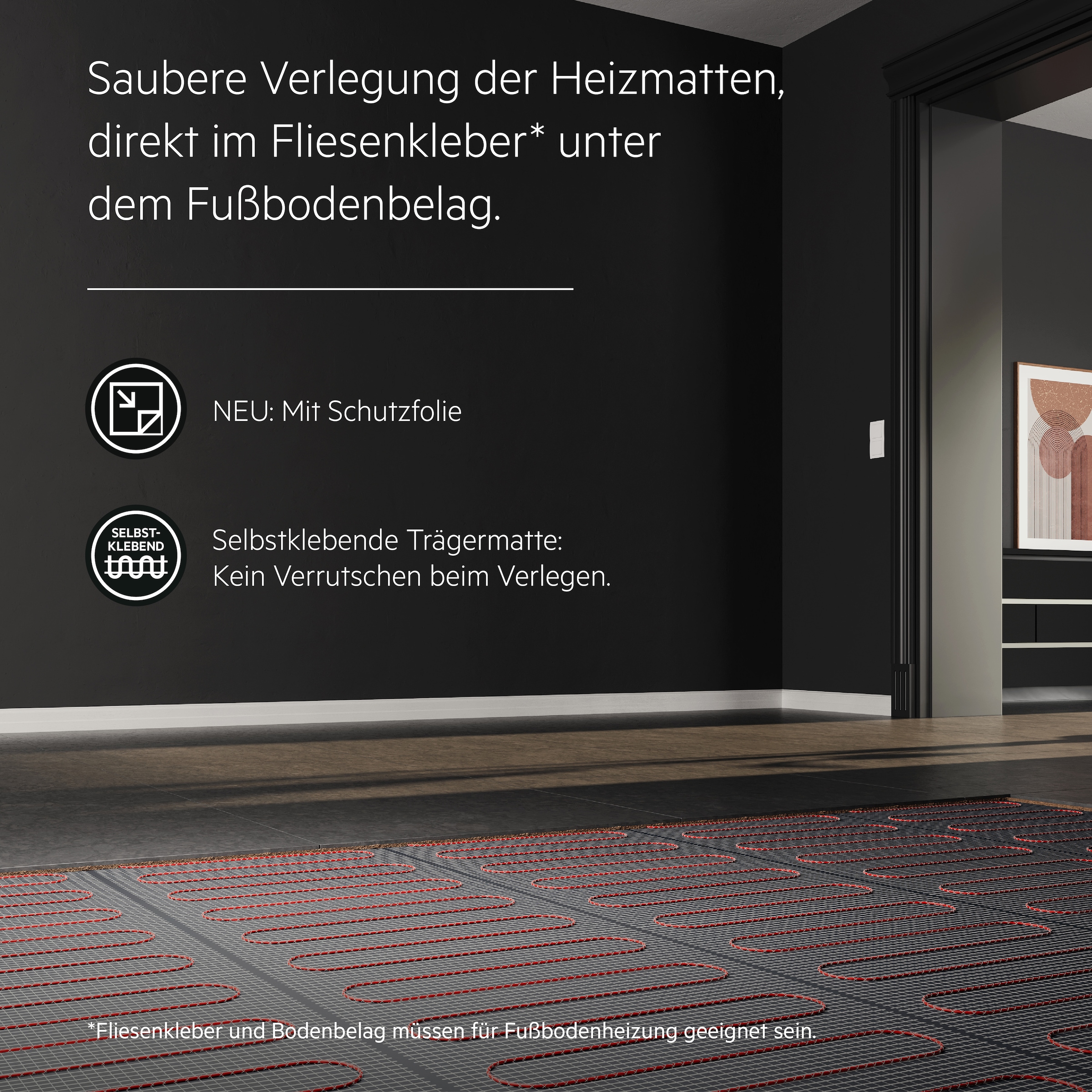 AEG Haustechnik Fußbodenheizung »Basis Thermo Boden »TBS TB 160/8 Set Plus«« Elektrische Fußbodenheizung, Komplettset 8 m², 160 W/m²