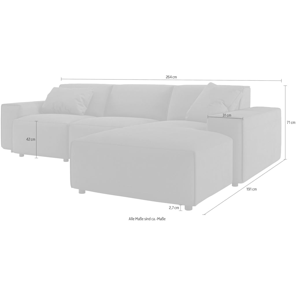 andas Ecksofa »Glimminge«, Breite 264, auch in Breitcord + Easy care-Bezug, Zierkissen