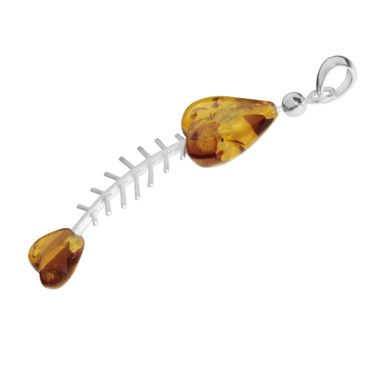 OSTSEE-SCHMUCK Kettenanhänger »- Fisch 60 mm - Silber 925/000 - Bernstein« ()