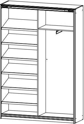 rauch Garderobenschrank »Garderobe Drehtürenschrank Kleiderschrank Schrank Schuhschrank MINOSA«, Breite 136 cm, ausziehbare Kleiderstange, 6 Schuhböden MADE IN GERMANY