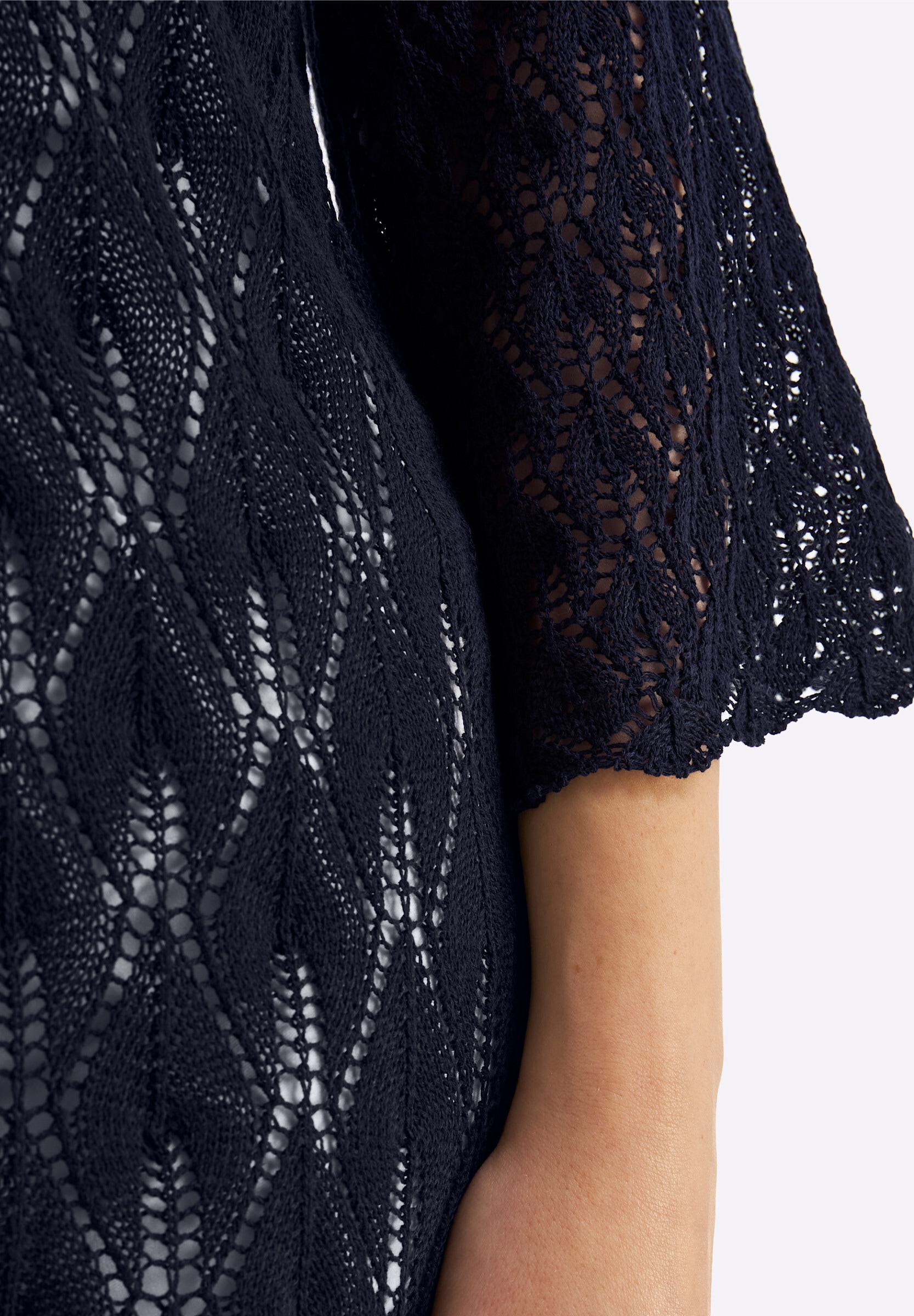 Sheego Longpullover »3/4-Arm-Pullover Ajourpullover mit 3/4-Trompetenärmeln«