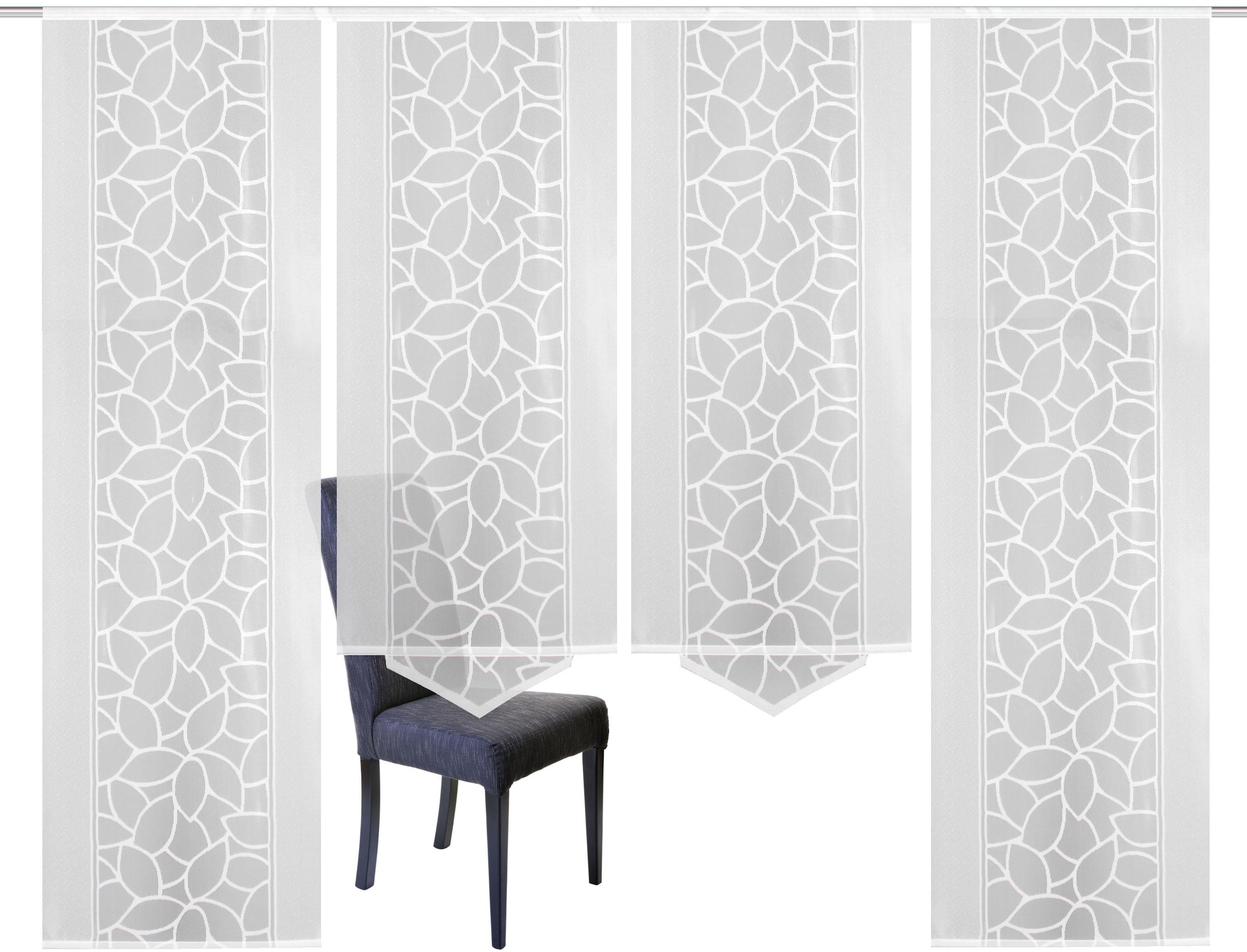 HOME WOHNIDEEN Schiebegardine »JENNA« Klettband 4 Stk. tlg. Schiebevorhang Jacquard Set