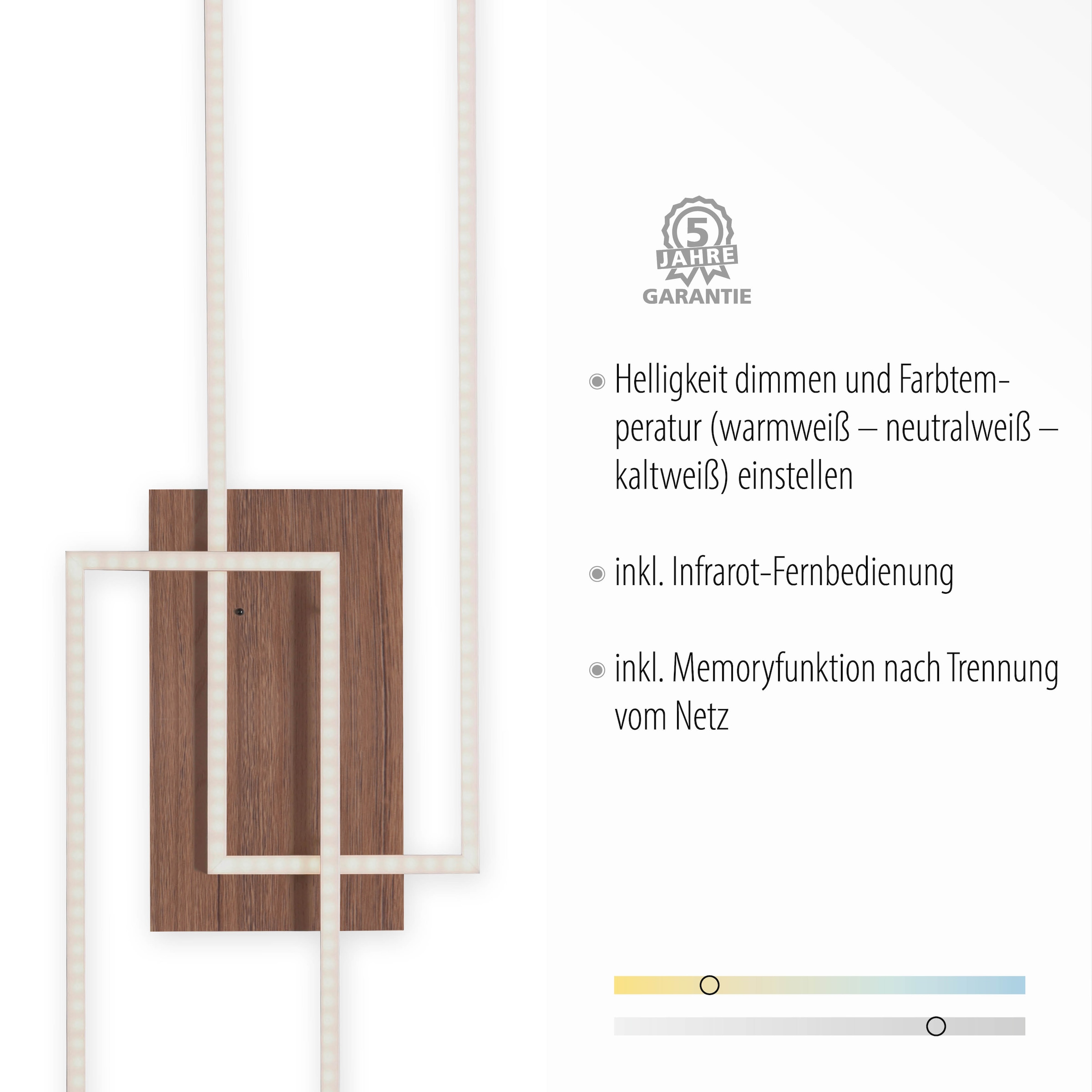 JUST LIGHT LED Deckenleuchte »IVEN« LED-Board 1 Stk. warmweiß - kaltweiß dimmbar über Fernbedienung