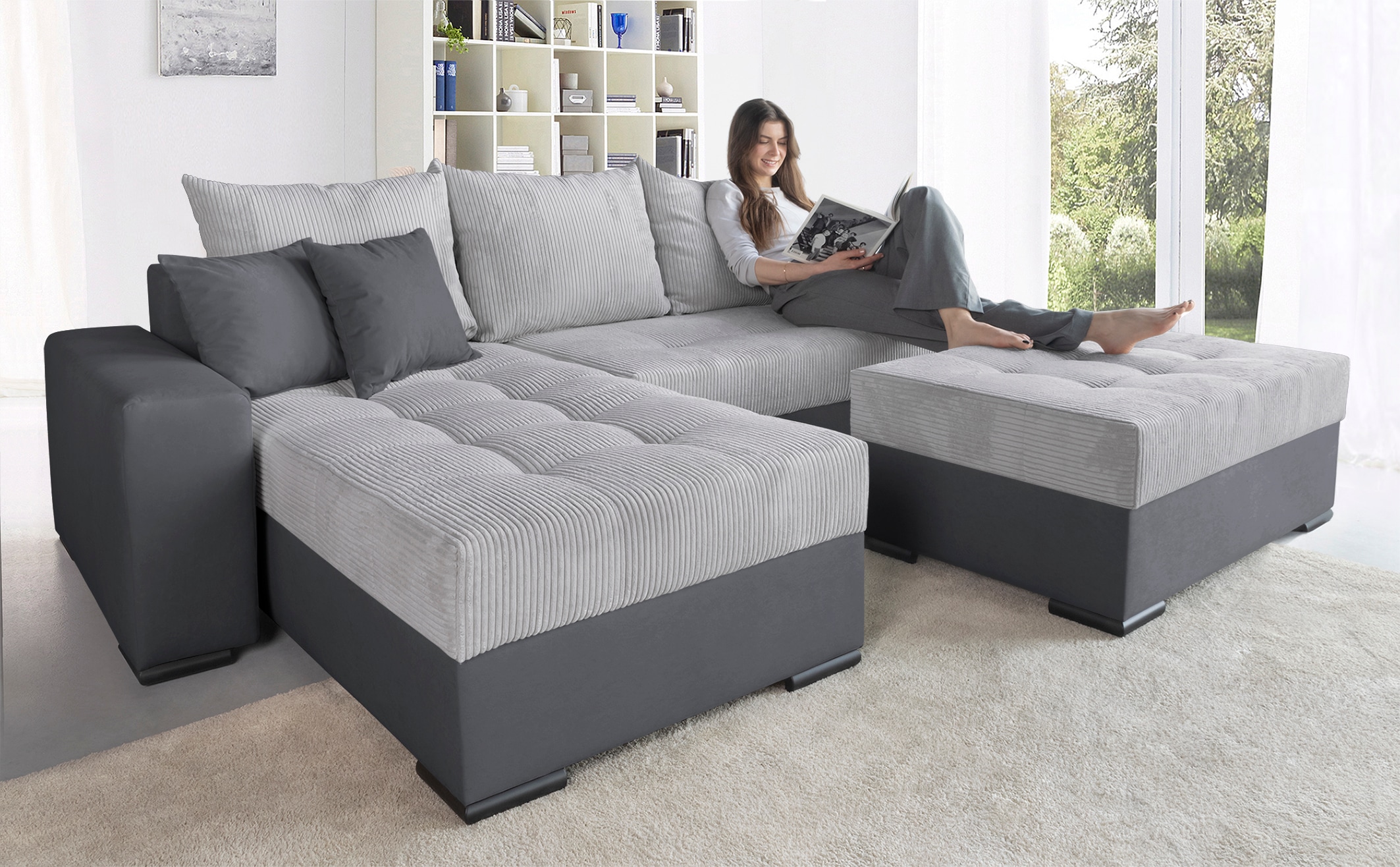 COLLECTION AB Ecksofa »Josy L-Form«, mit Bettfunktion und Bettkasten, Federkern