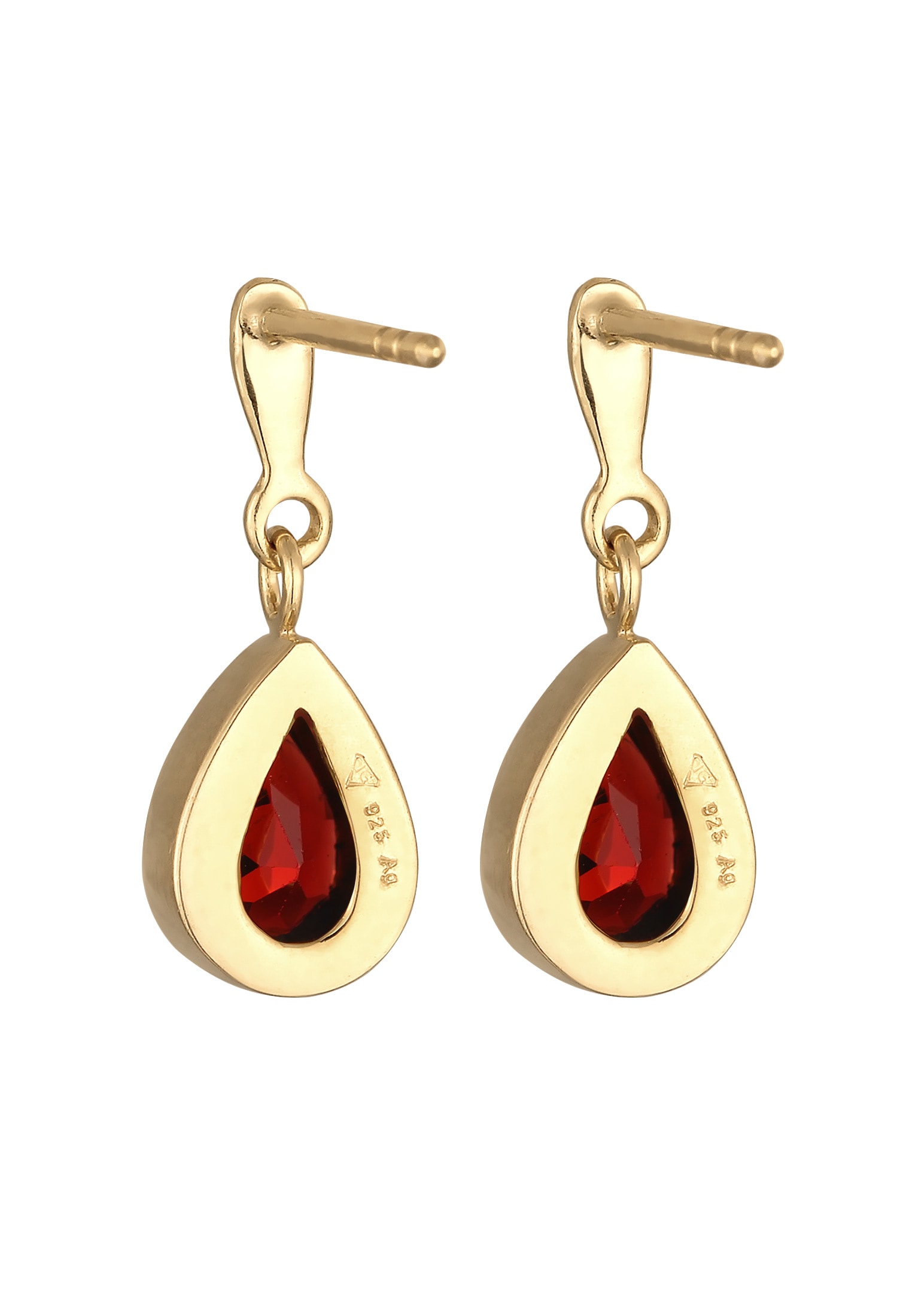 Elli Premium Paar Ohrstecker »Ohrringe Hänger Tropfen Granat Rot 925 Silber vergoldet«