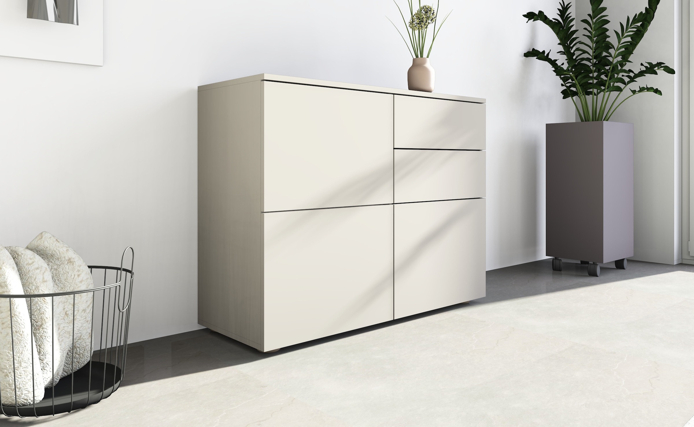 borchardt Möbel Kommode »Rova, modern, grifflos, praktisch, 3 Türen« Push-To-Open, verstellbare Einlegeböden, viel Stauraum, Breite 93cm