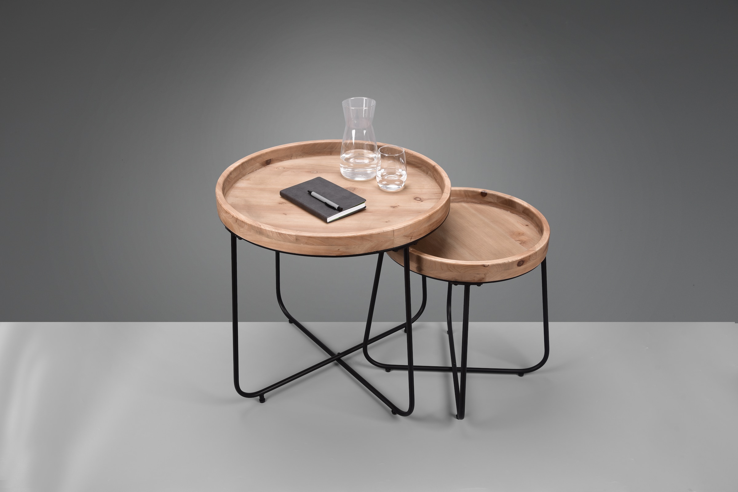 MIRRORS AND MORE Beistelltisch »Jette« 1 Stk. tlg. hochwertige Echtholzplatte