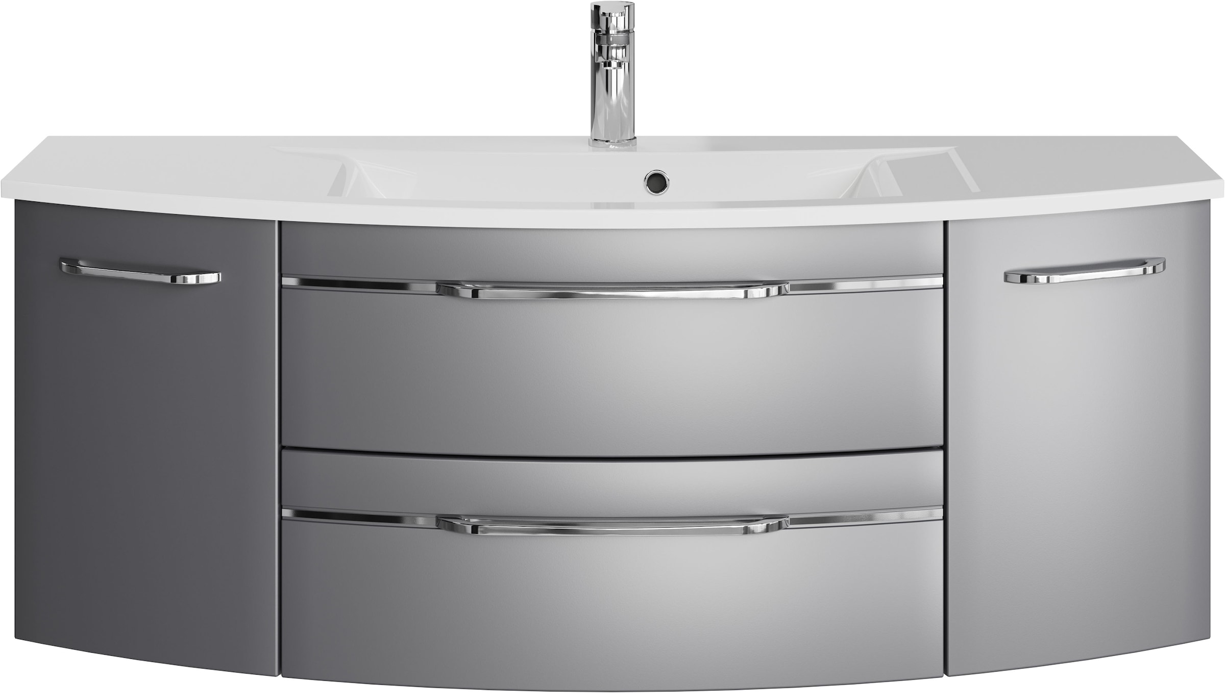 Saphir Waschtisch "Serie 7045 Mineralmarmor-Waschtisch und Unterschrank, 131 cm breit" Waschplatz mit 2 Schubladen, 2 Türen, Badmöbel Set mit Waschtisch