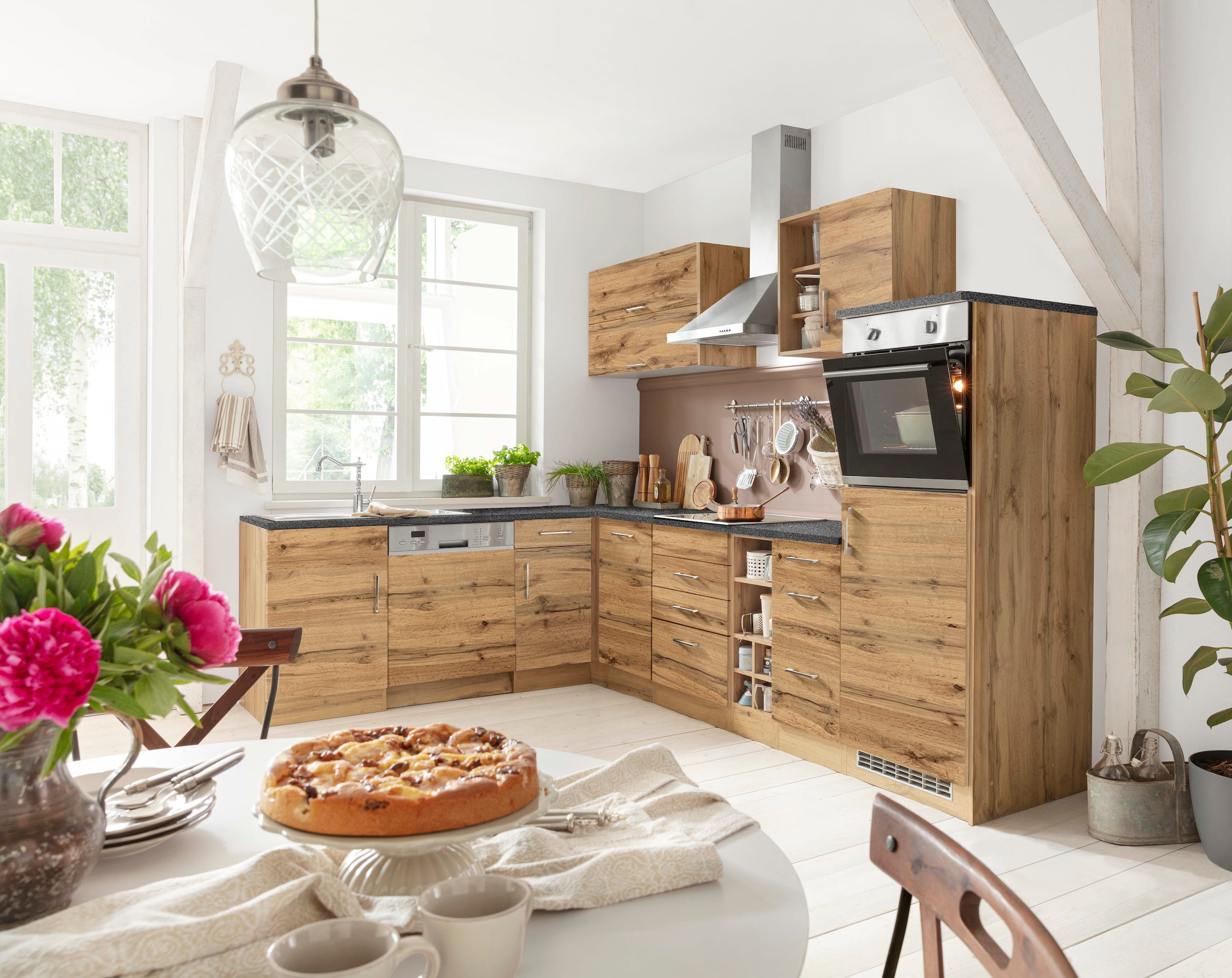 KOCHSTATION Winkelküche »KS-Colmar« mit E-Geräten, Stellbreite 210/300 cm