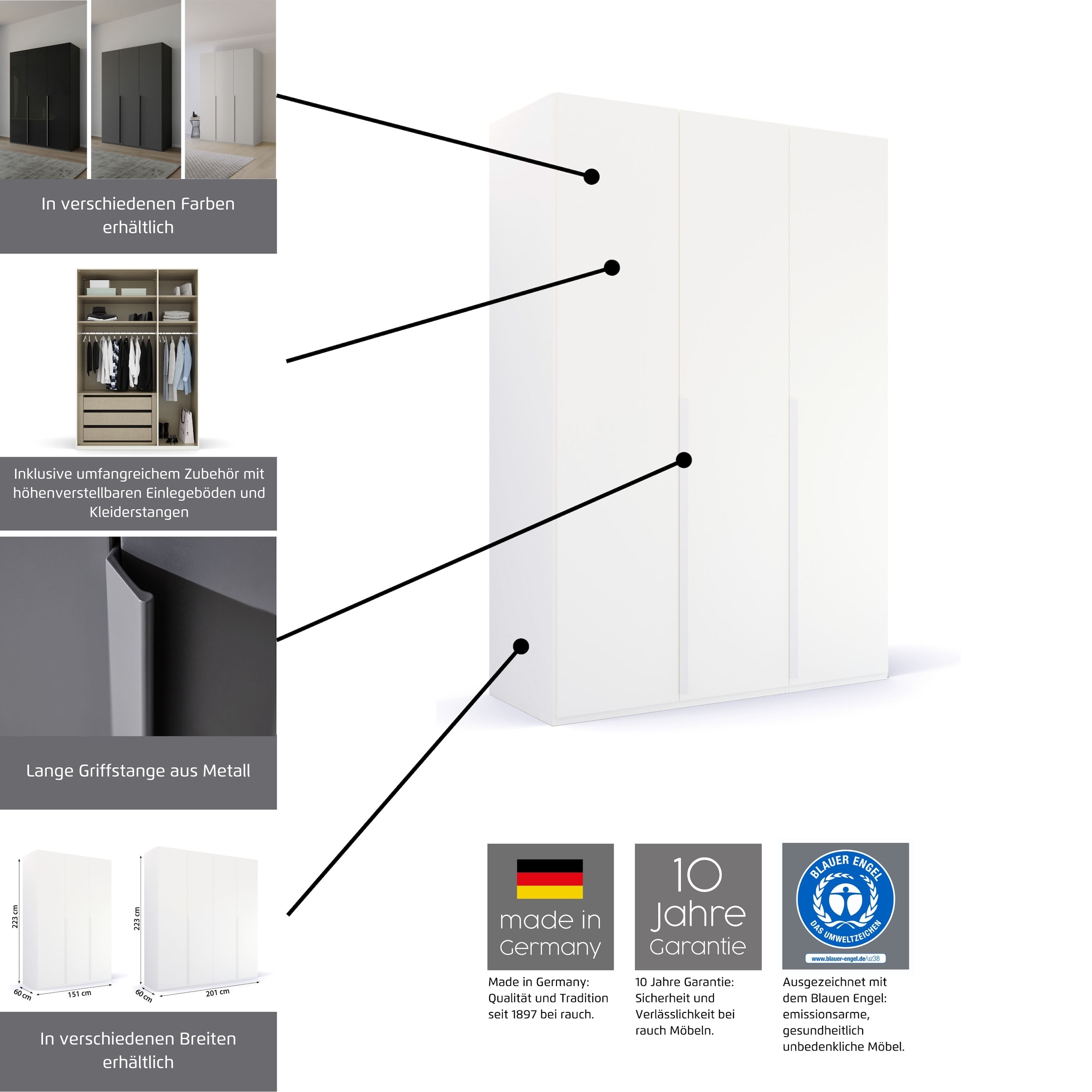 rauch Drehtürenschrank »Purisma« Kleiderschrank Schlafzimmerschrank Schrank, mit umfangreicher Innenausstattung