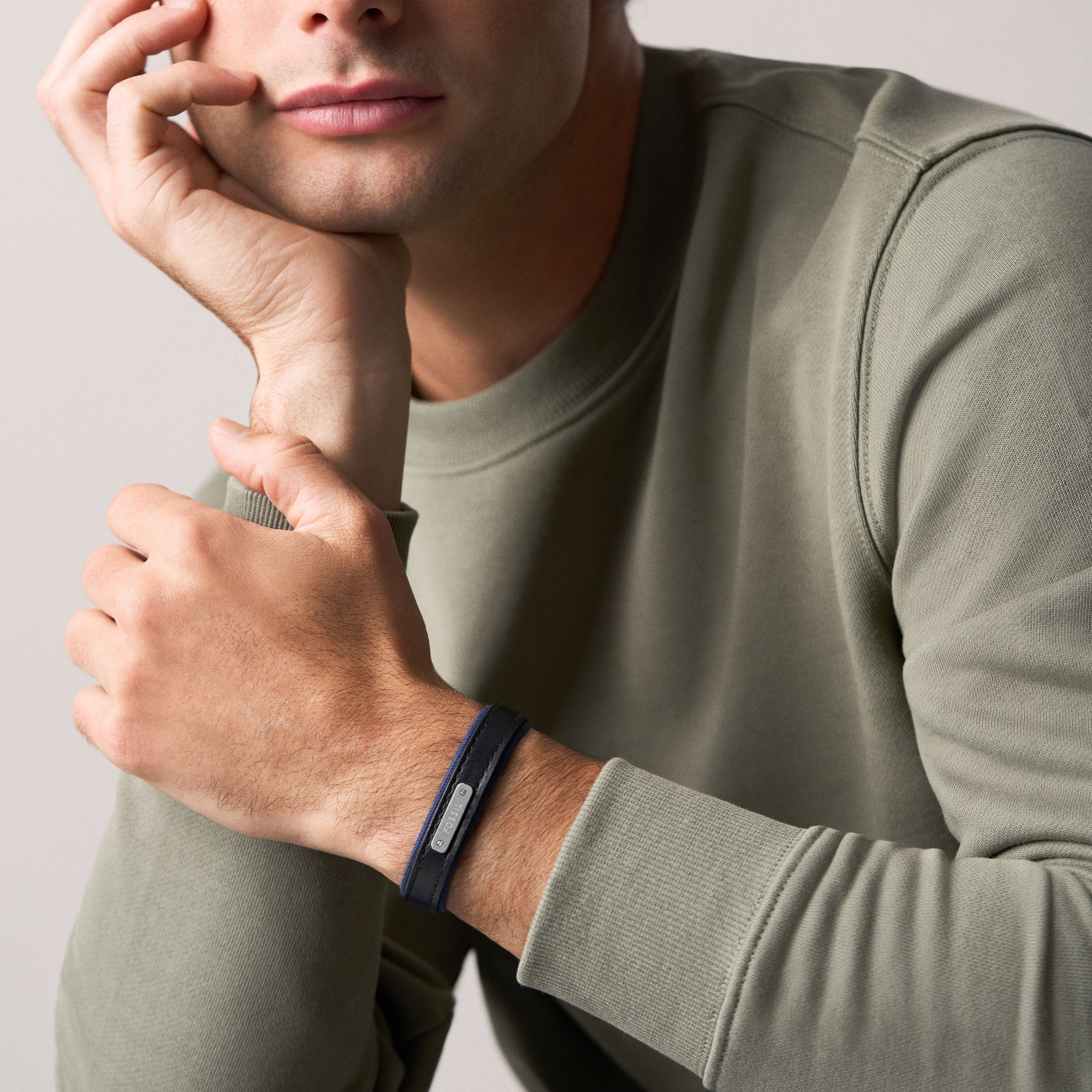 Fossil Armband »Schmuck Geschenk Metall, Leder, Textil EVERETT«