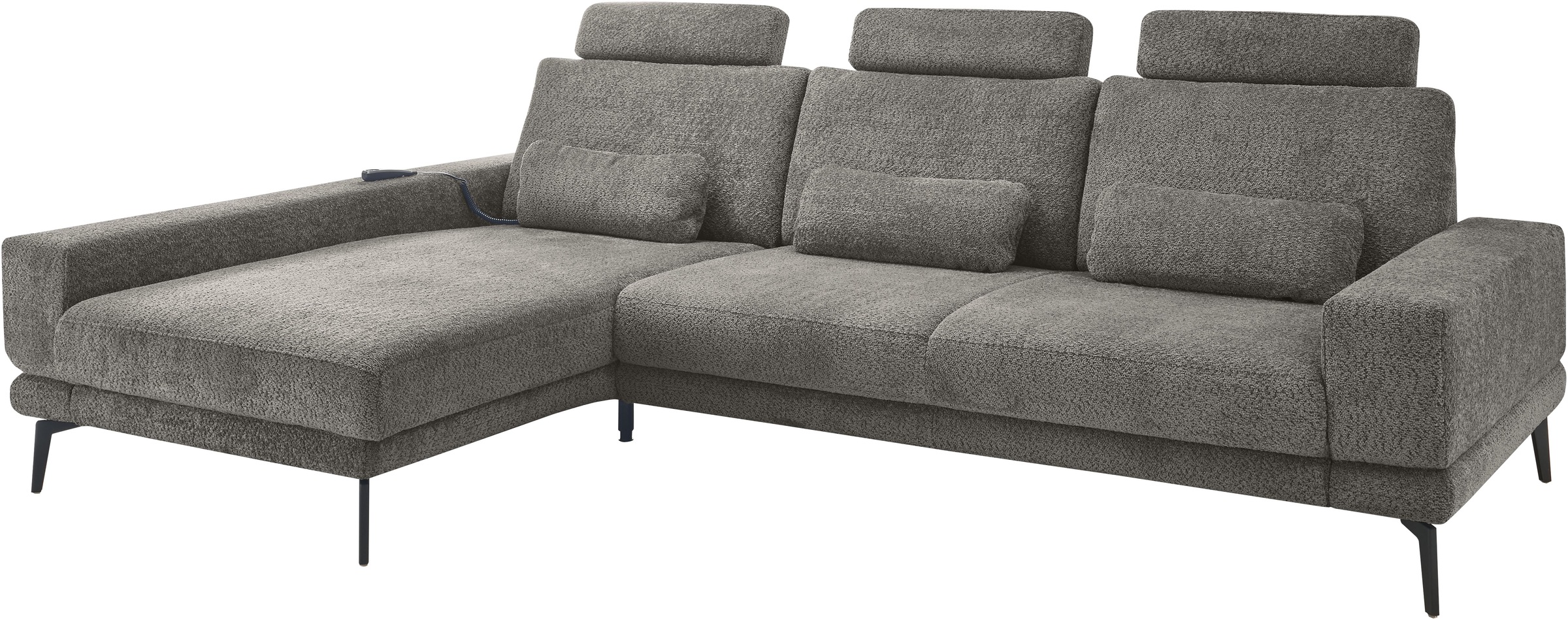 set one by Musterring Ecksofa »SO 3600, inkl motor. Sitztiefenverstellung, Kopfstützen, Nierenkissen«, Sitzhöhe 44 cm, Kaltschaum, Breite 293 x Tiefe 180 cm, Kama anthrazit