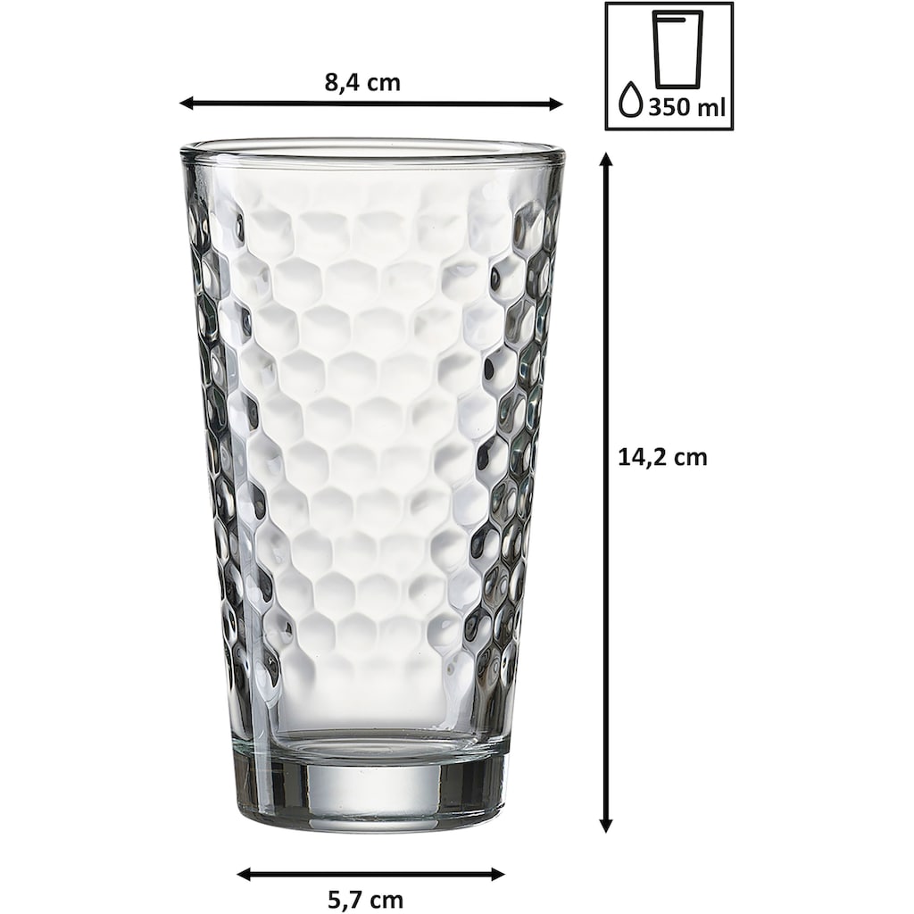 Ritzenhoff & Breker Longdrinkglas »Favo, 6-teilig«, (Set, 6 tlg.), 350 ml