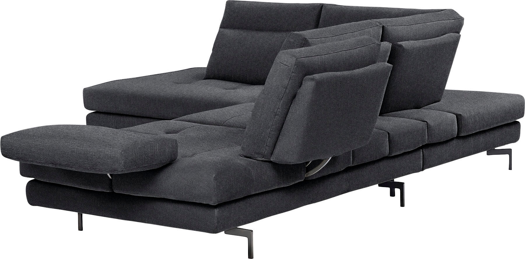 CALIA ITALIA Ecksofa »Toby Wing, L-Form, Designsofa mit sensationellem Sitzkomfort« Sitztiefenverstellung, funktionale Ecke, Füße in schwarz matt