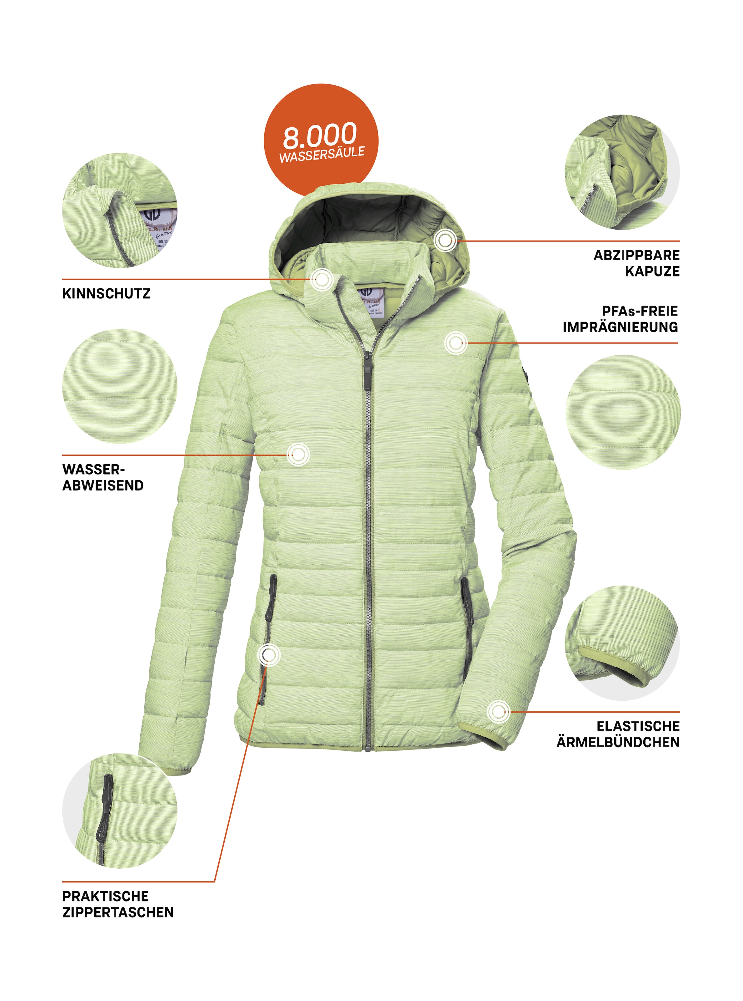 G.I.G.A. DX by killtec Steppjacke »GS 63 WMN QLTD JCKT_Uyaka«, Steppjacke: wasserabweisend, winddicht, atmungsaktiv, abnehm. Kapuze