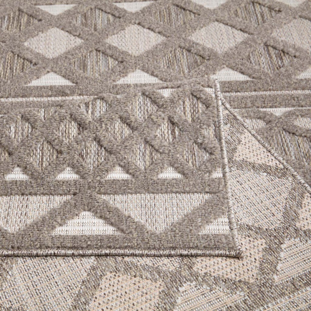 Carpet City Santorini für »In-& rechteckig, Outdoorteppich Wetterfest & Terrasse, 435, Balkon, Küche, Teppich UV-beständig Boho-Look«, Flur 3D-Effekt
