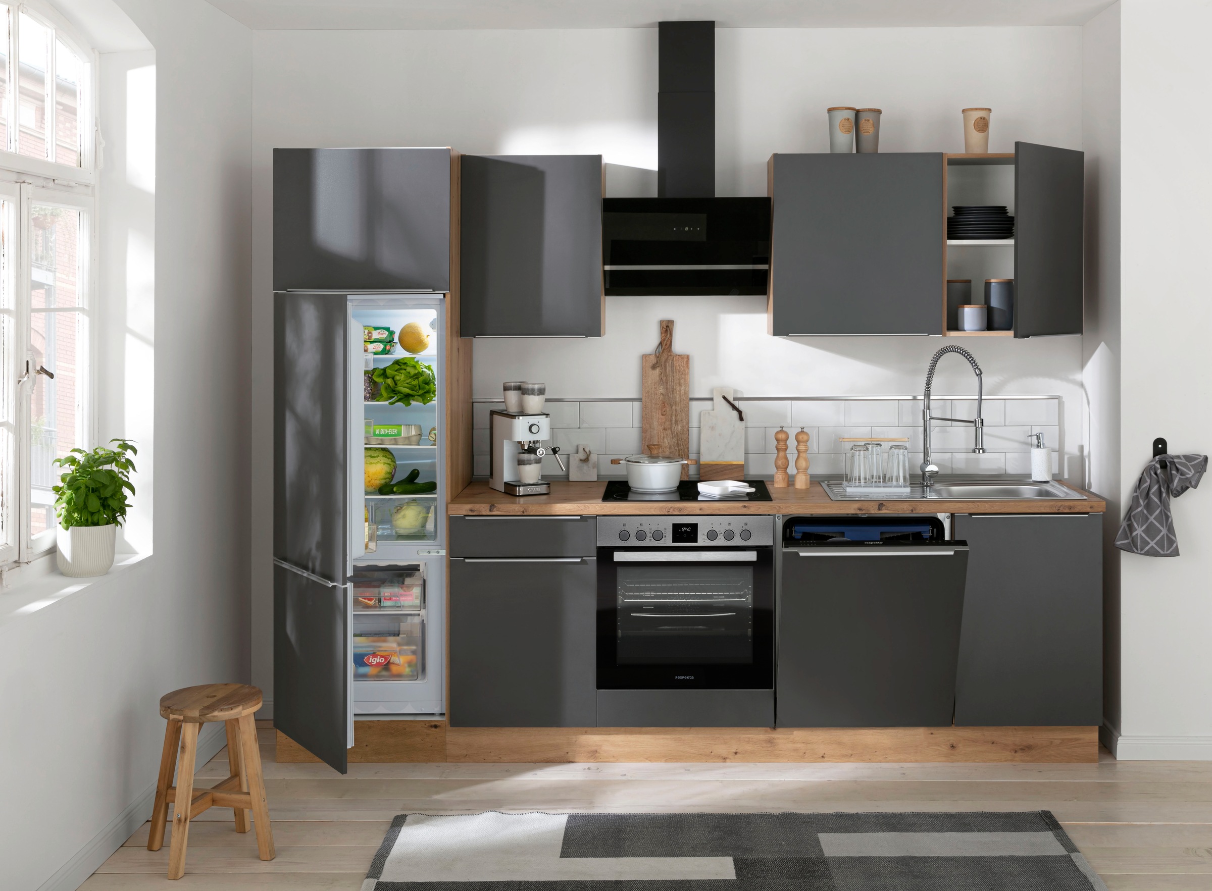RESPEKTA Küchenzeile aus Serie Ausstattung bequem Soft bestellen 280 wie Marleen«, Close Funktion, der »Safado cm hochwertige Breite