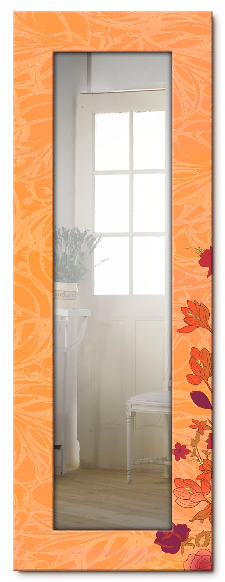 Artland Dekospiegel »Blumen orange«, gerahmter Ganzkörperspiegel,  Wandspiegel, mit Motivrahmen, Landhaus online kaufen | mit 3 Jahren XXL  Garantie