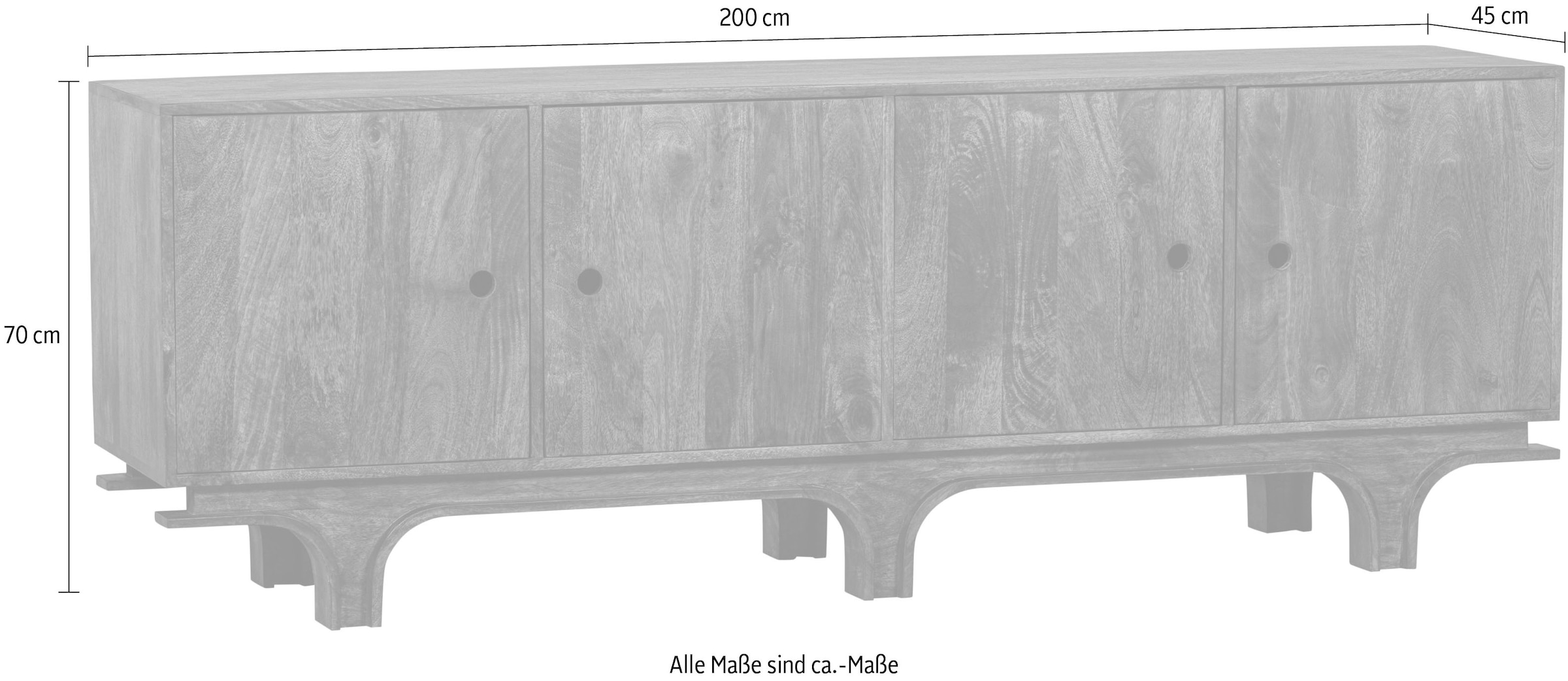 WOOOD Sideboard »Staes Sideboard«, Kommode, viel Stauraum, Breite 200 cm