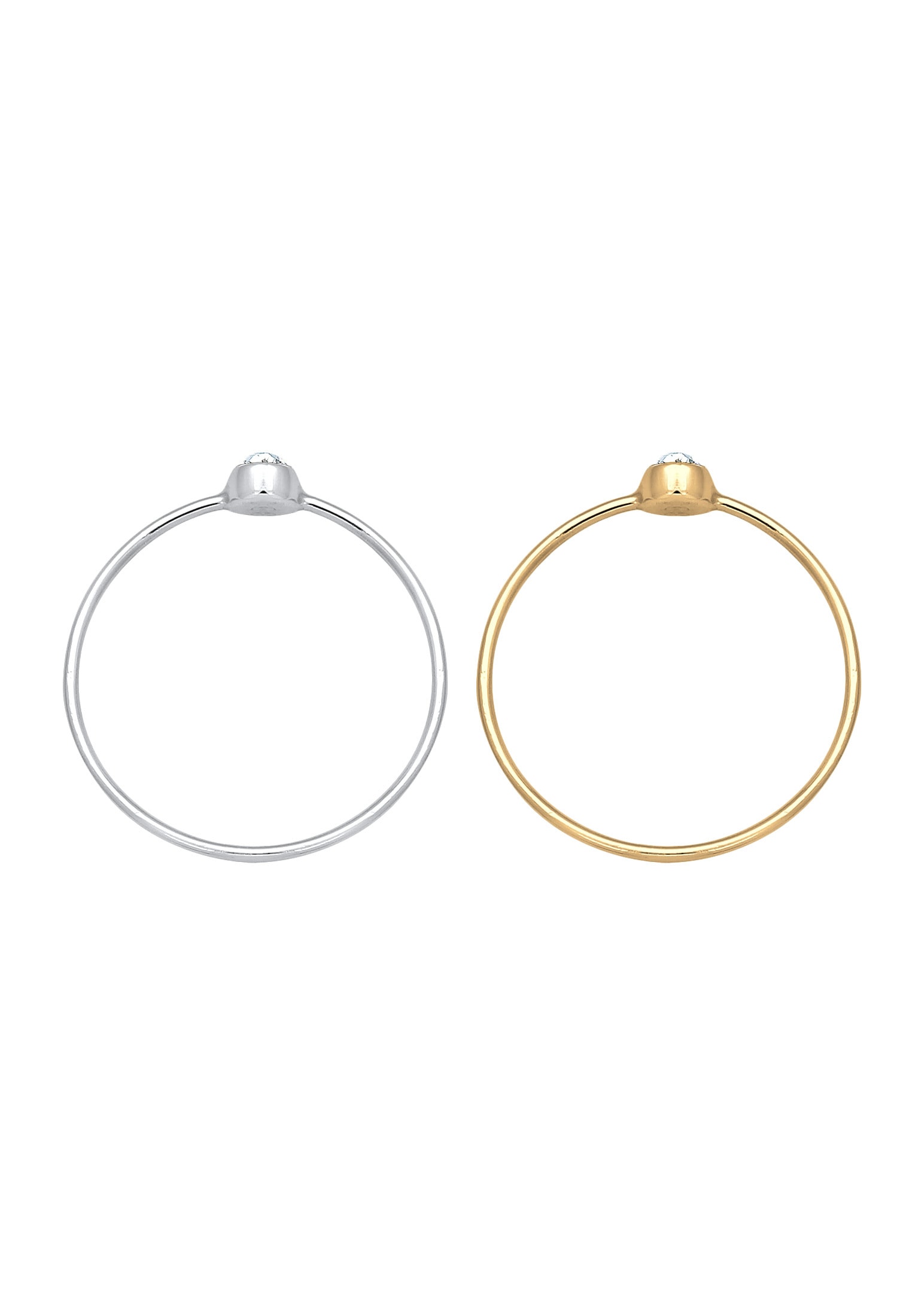 Elli Ring-Set »Ring Solitär Kristalle (2 tlg) 925 Bicolor«
