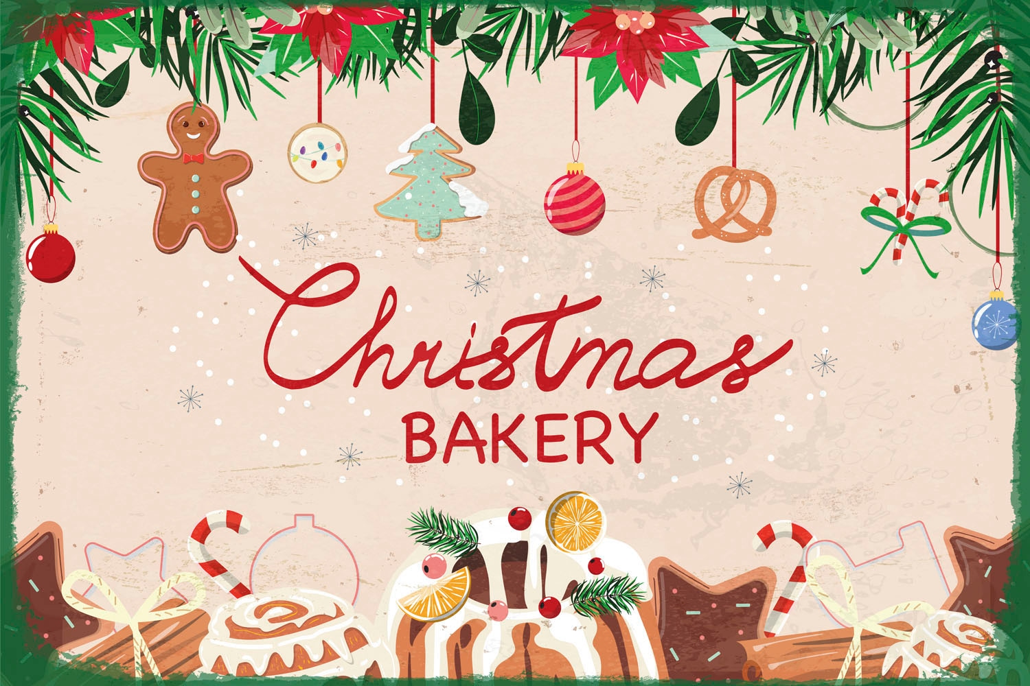 queence Metallbild »Christmas Bakery«, Schriftzüge-Schriftzug-Weihnachten, (1 St.), Stahlschilder