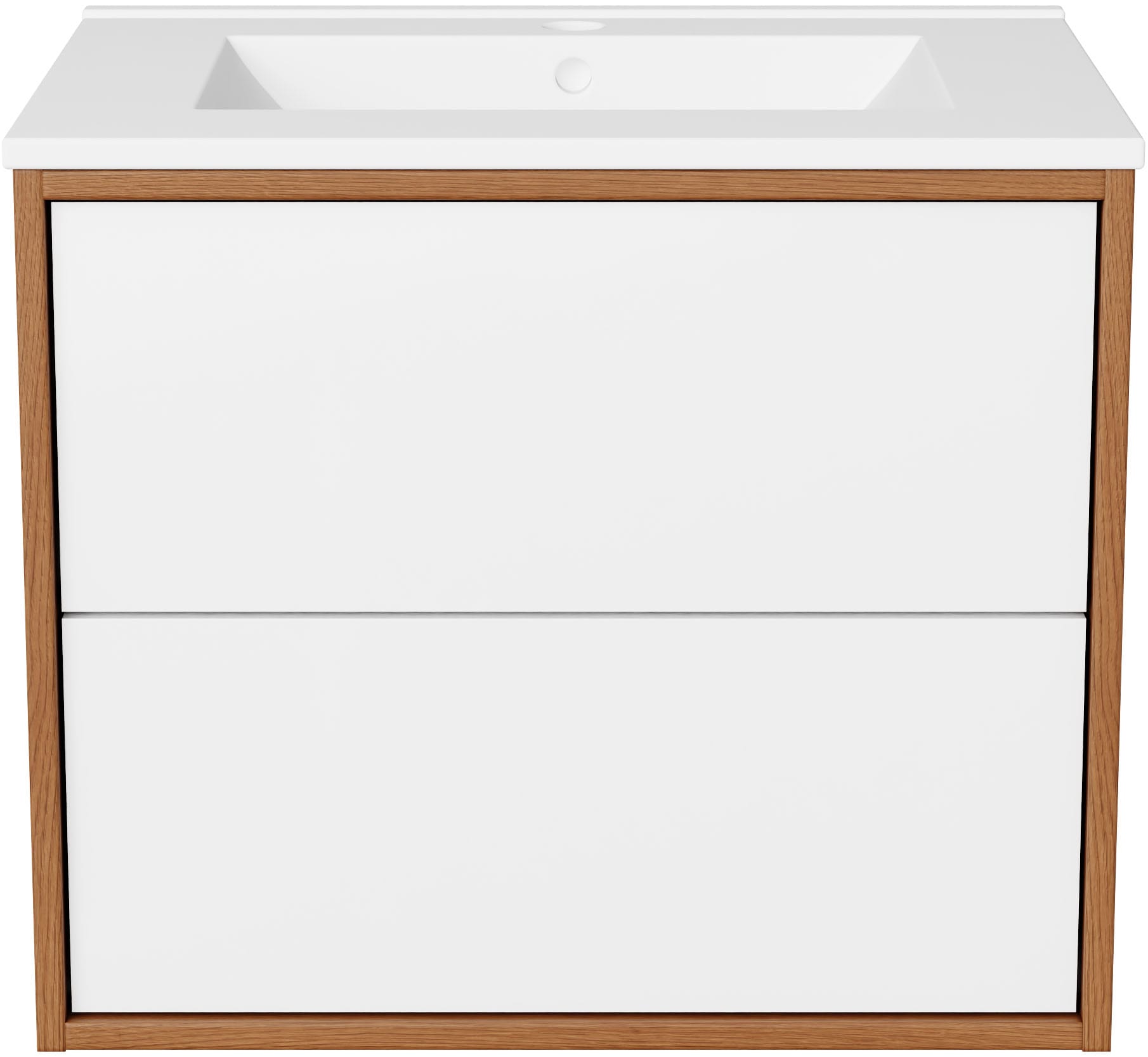 welltime Waschtisch »Waschbeckenunterschrank Line mit Waschbecken,Badmöbel,zwei Schubladen«, Badschrank mit Waschbecken, Push to open, Maße B/H/T: 61/53/47 cm