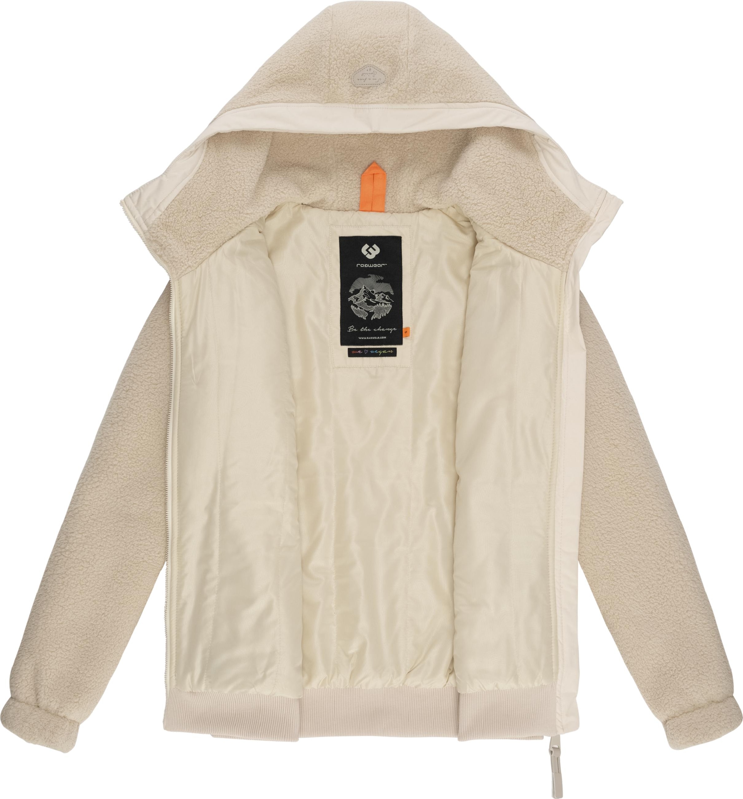 Ragwear Outdoorjacke »Übergangsjacke Cousy Short«, mit Kapuze, flauschige Übergangsjacke mit Teddyfell und Kapuze