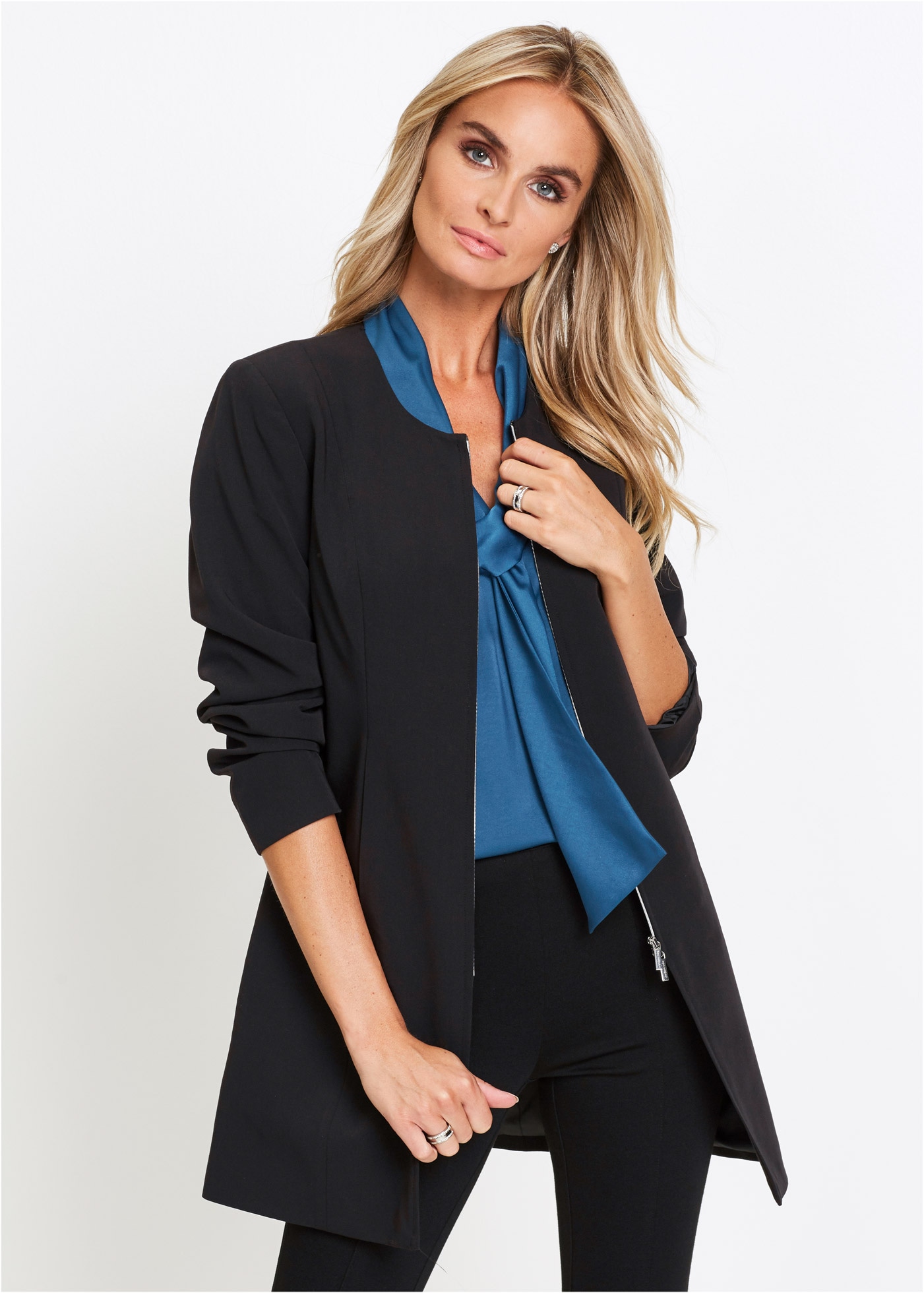 bonprix Longblazer »Longblazer« figurnaher Schnitt, aus Polyester, Viskose und Elasthan