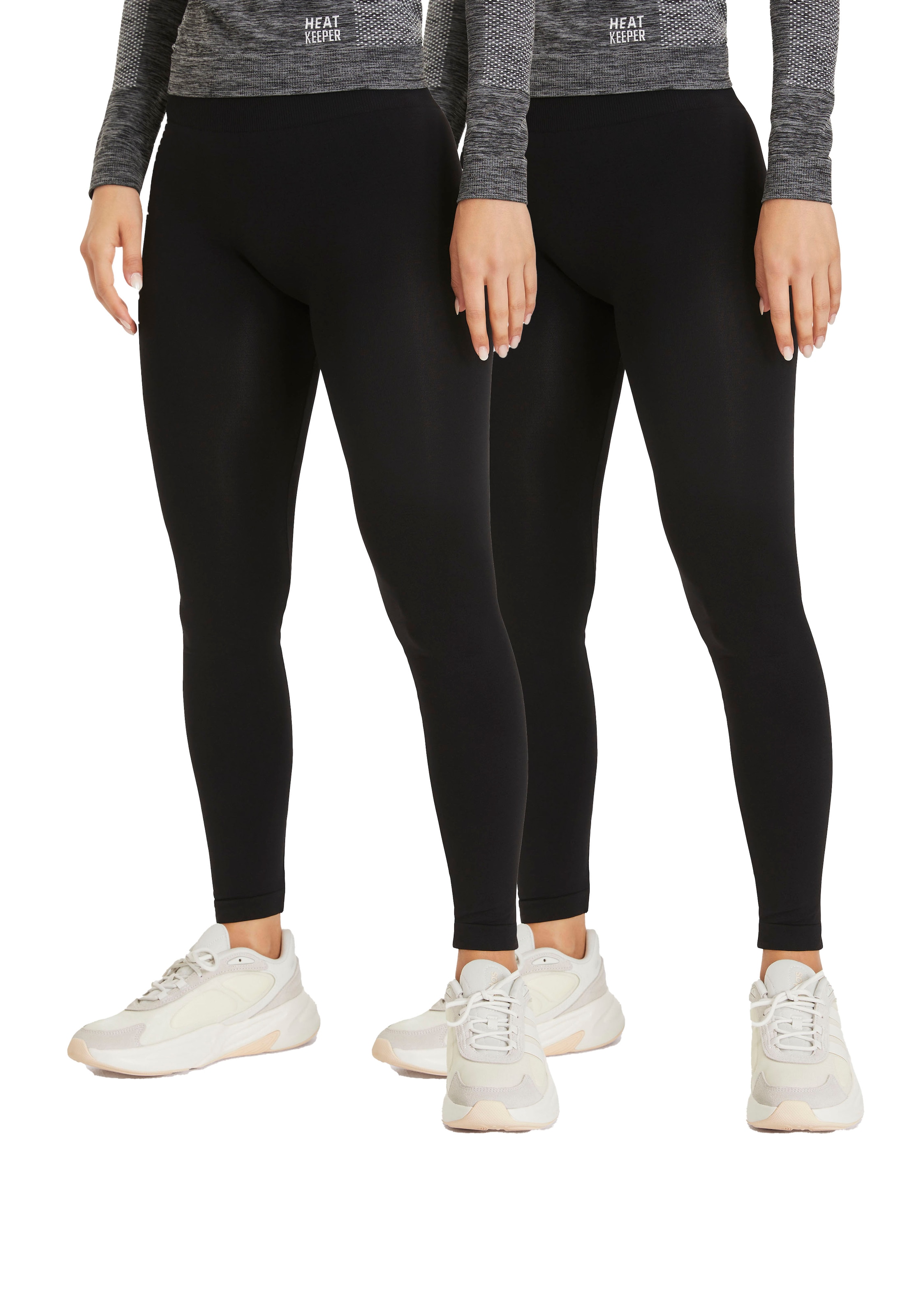 Sarlini Leggings, (2er Pack), blickdicht und mit hohem Bund