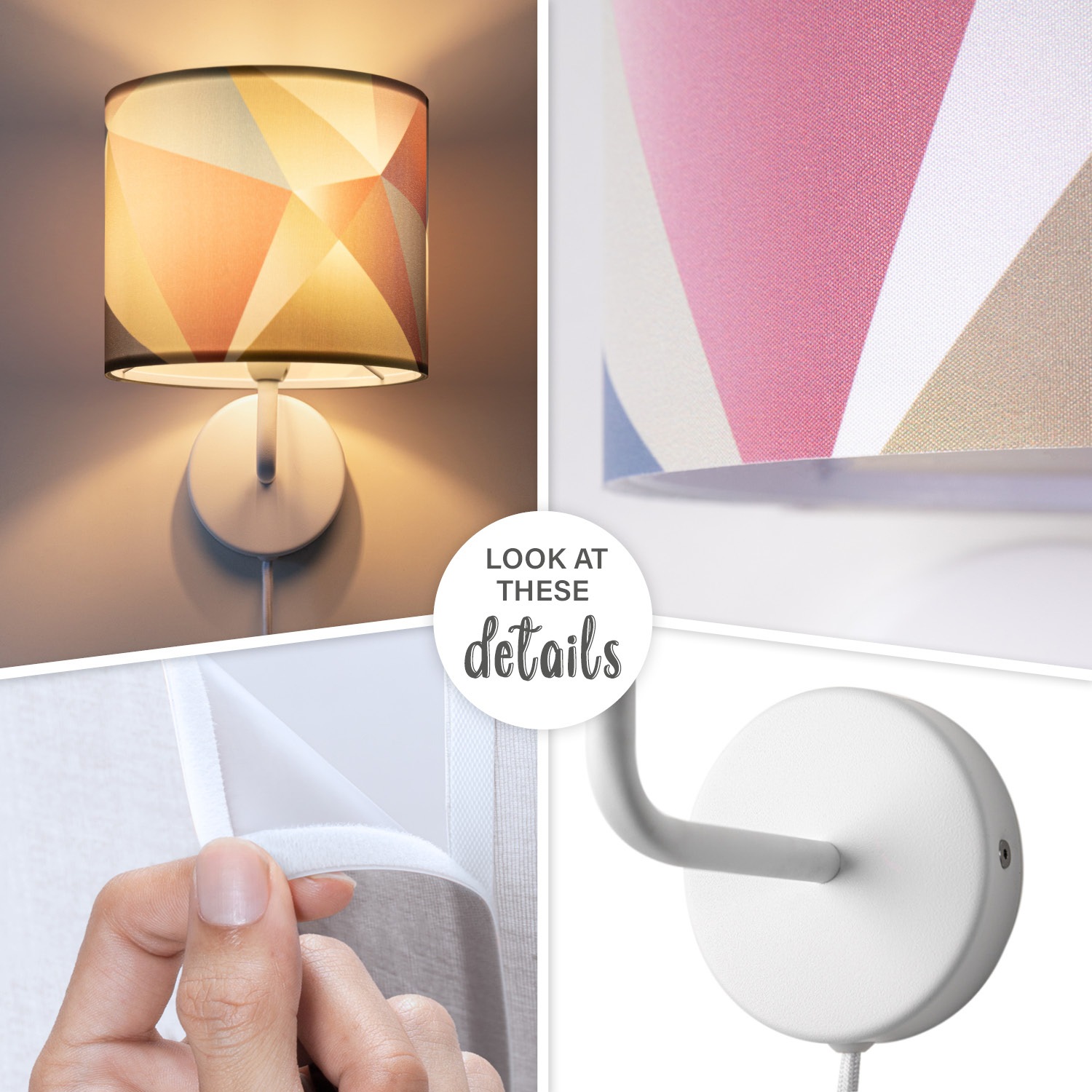 Paco Home Wandleuchte »Kosy 309« E14 Stecker  Flur Lampe Wohnzimmer âˆ…18cm Pastell Deko Kabel 3m E14