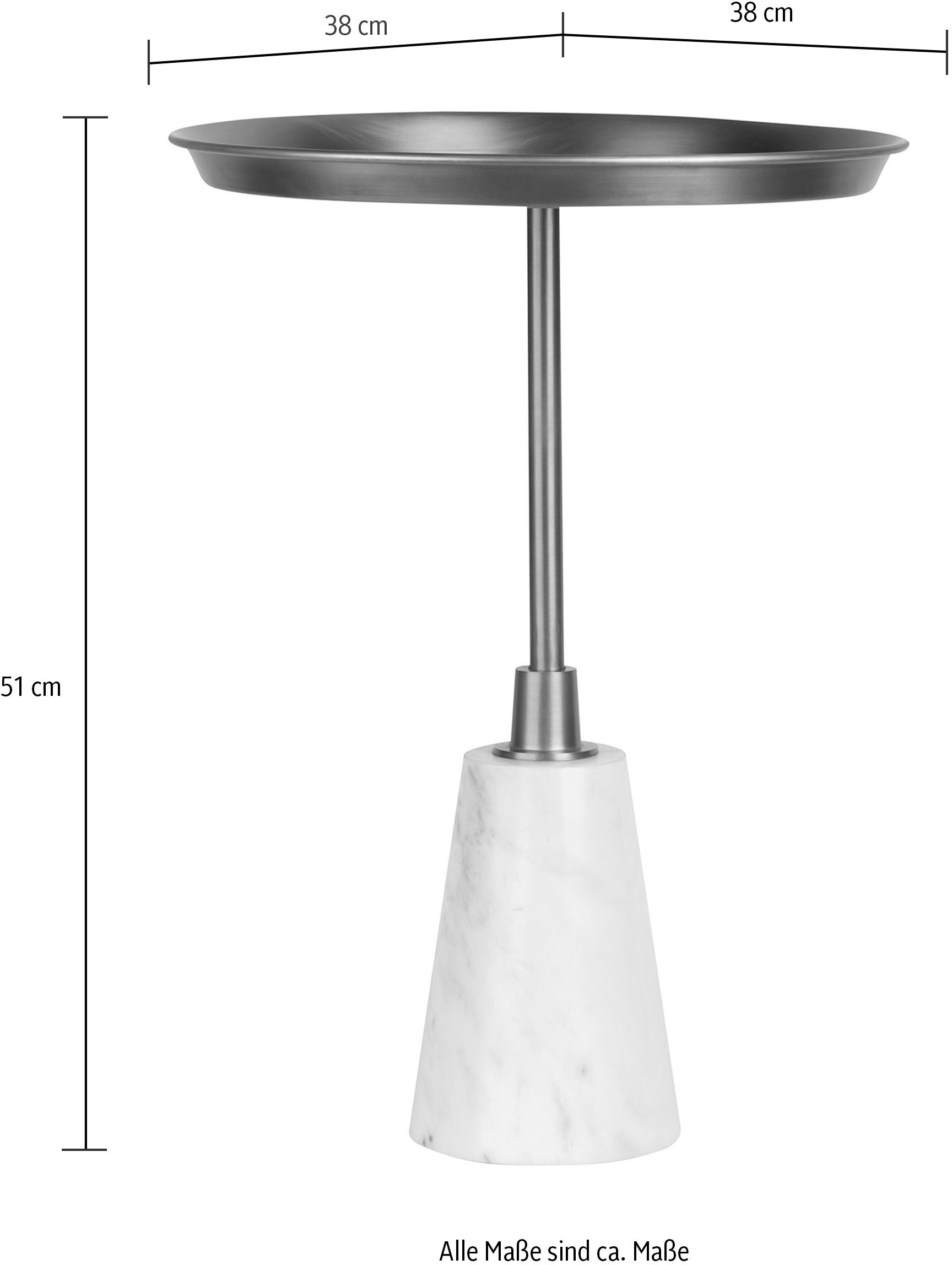 Kayoom Beistelltisch »Grant 125, aus Handmanufaktur« 1 Stk. tlg. Runder Tisch, Ablagefläche aus Metall, Sockel aus Marmor