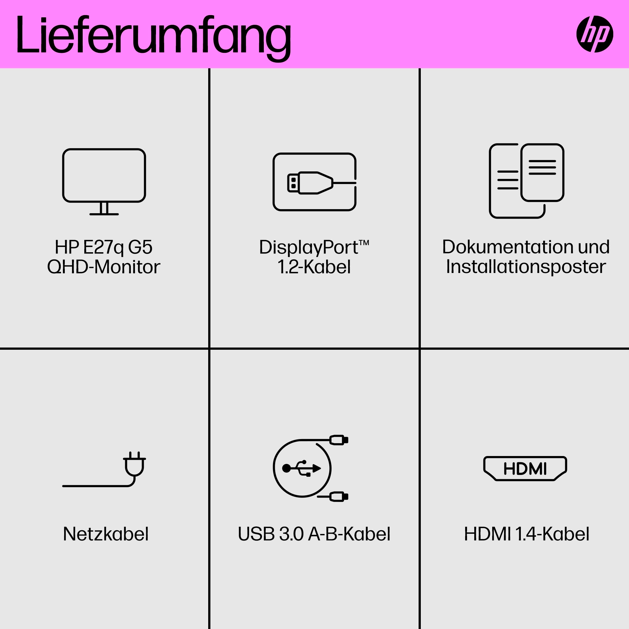 HP LED-Monitor »E27q G5 QHD Monitor«, 69 cm/27 Zoll, 2560 x 1440 px, QHD, 5 ms Reaktionszeit, 75 Hz