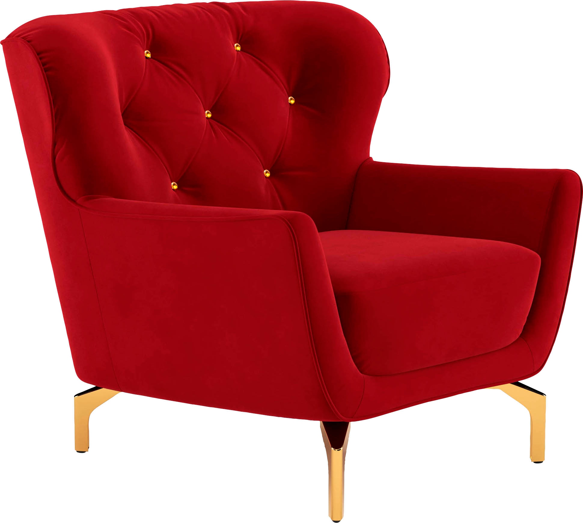 sit&more Sessel »Orient 3«, inkl. 1 Zierkissen mit Strass-Stein, goldfarbene Metallfüße