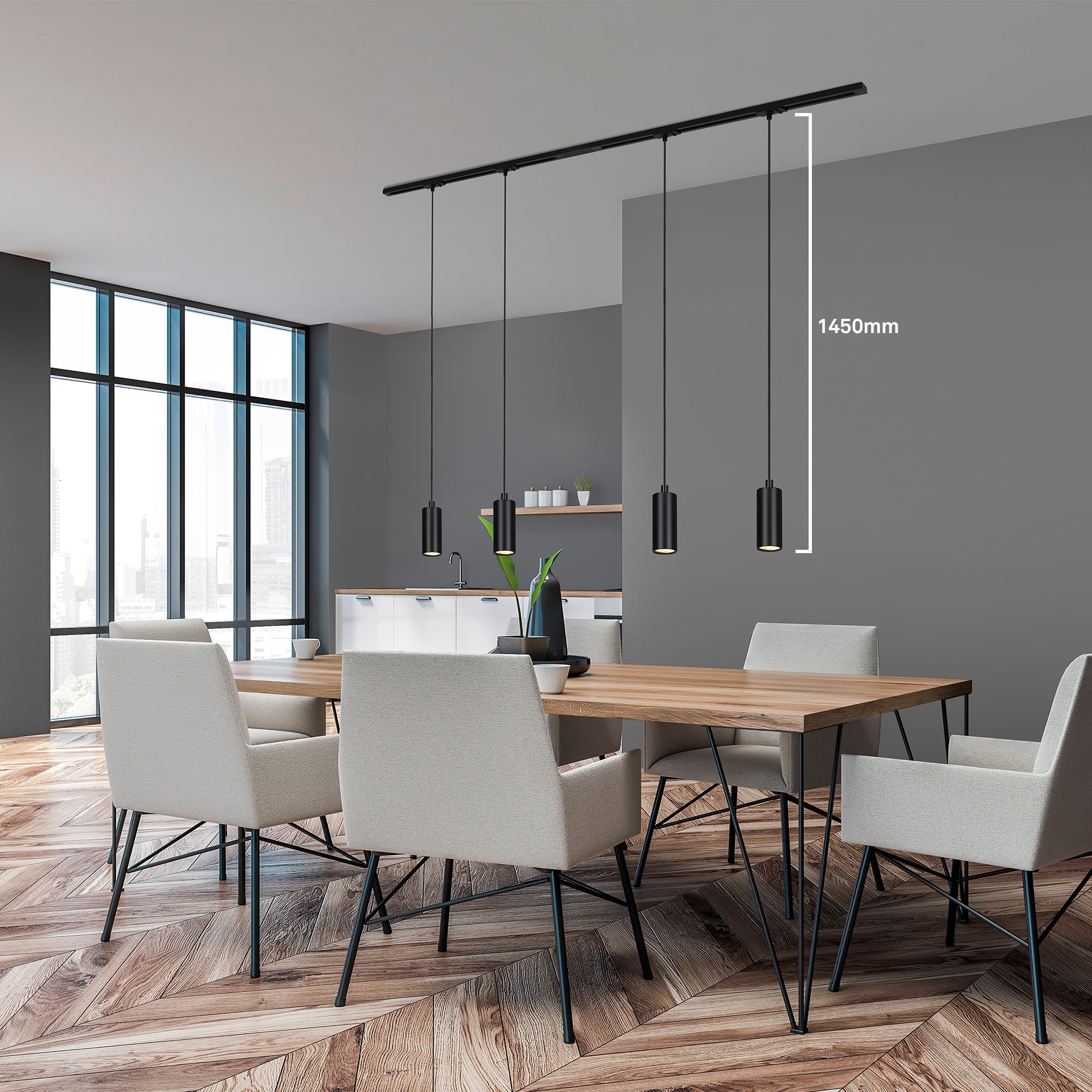 Briloner Leuchten Schienensystem-Sets »RAIL« LED-Board 7 Stk. Schienensystem Rail 1,5 m Schwarz 4,5W Decke Wohnzimmer Büro Küche