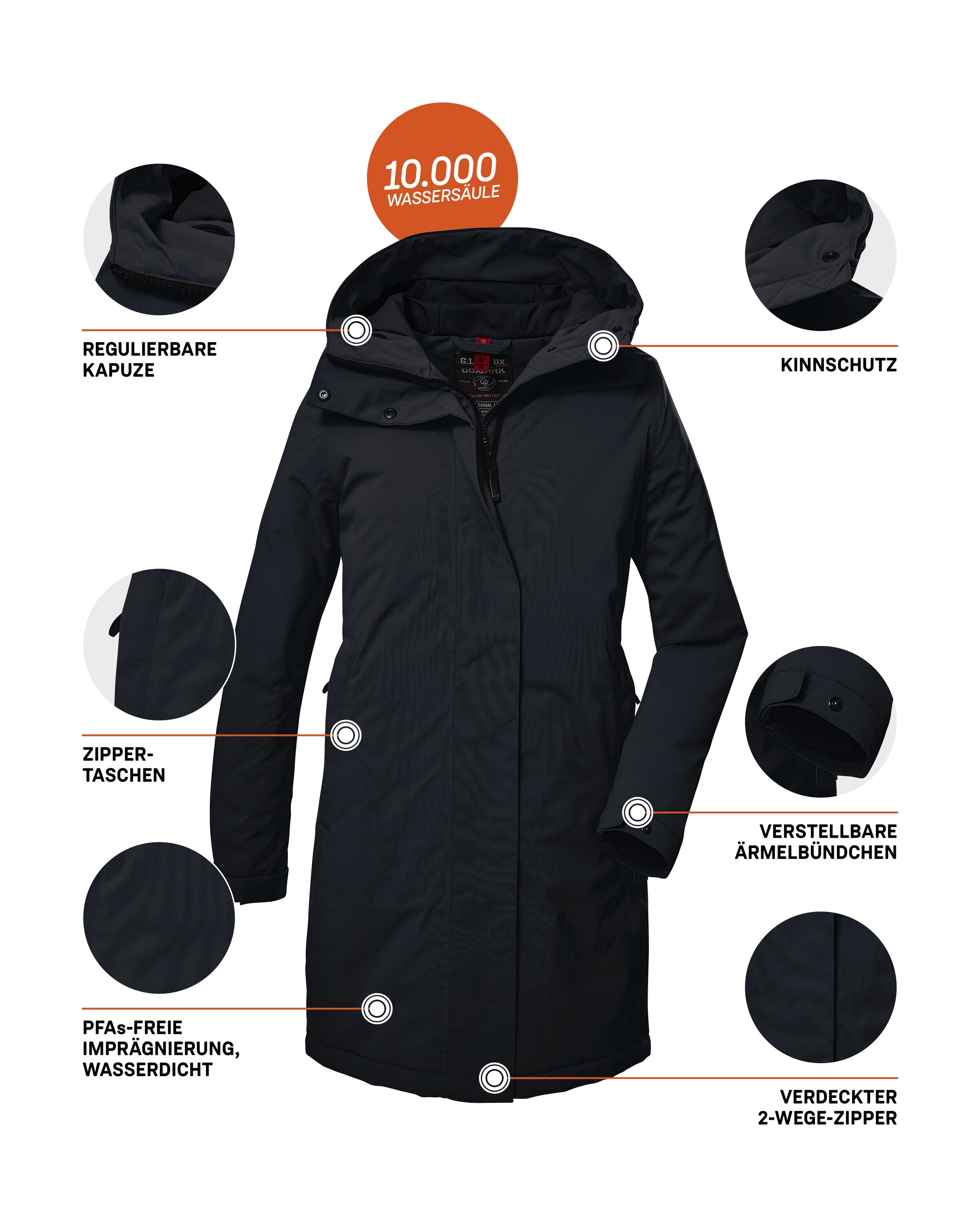 G.I.G.A. DX by killtec Parka »GW 73 WMN PRK«, Wasserdichter, atmungsaktiver Damenparka, PFAS-frei imprägniert