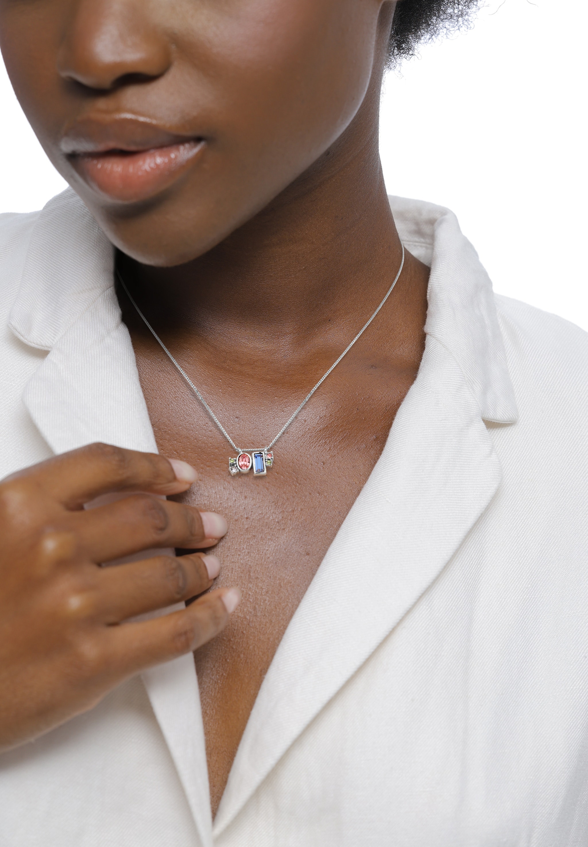 Elli Silberkette »Halskette Pink Blau 925 Sterling Silber, mit Kristallen von Swarovski®«