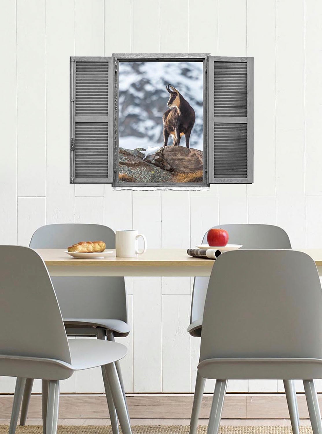 queence Wandtattoo »Gams« Wandsticker, Wandbild, selbstklebend, 3D, Fenster