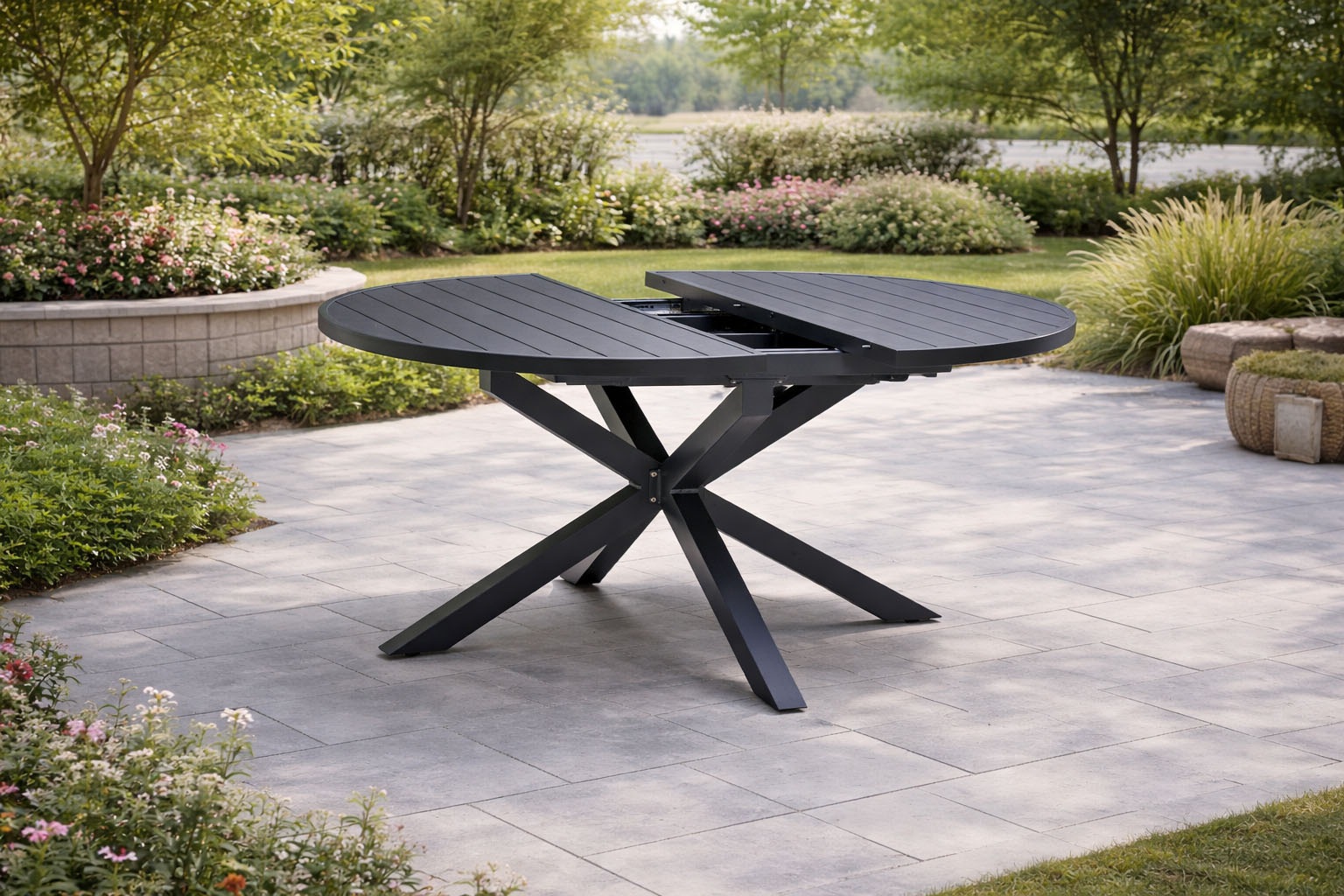 Destiny Garten-Essgruppe »MOLINO ARONA 4 Se + Ausziehtisch Ø120/170cm, anthrazit« Set,  Aluminium, Rope