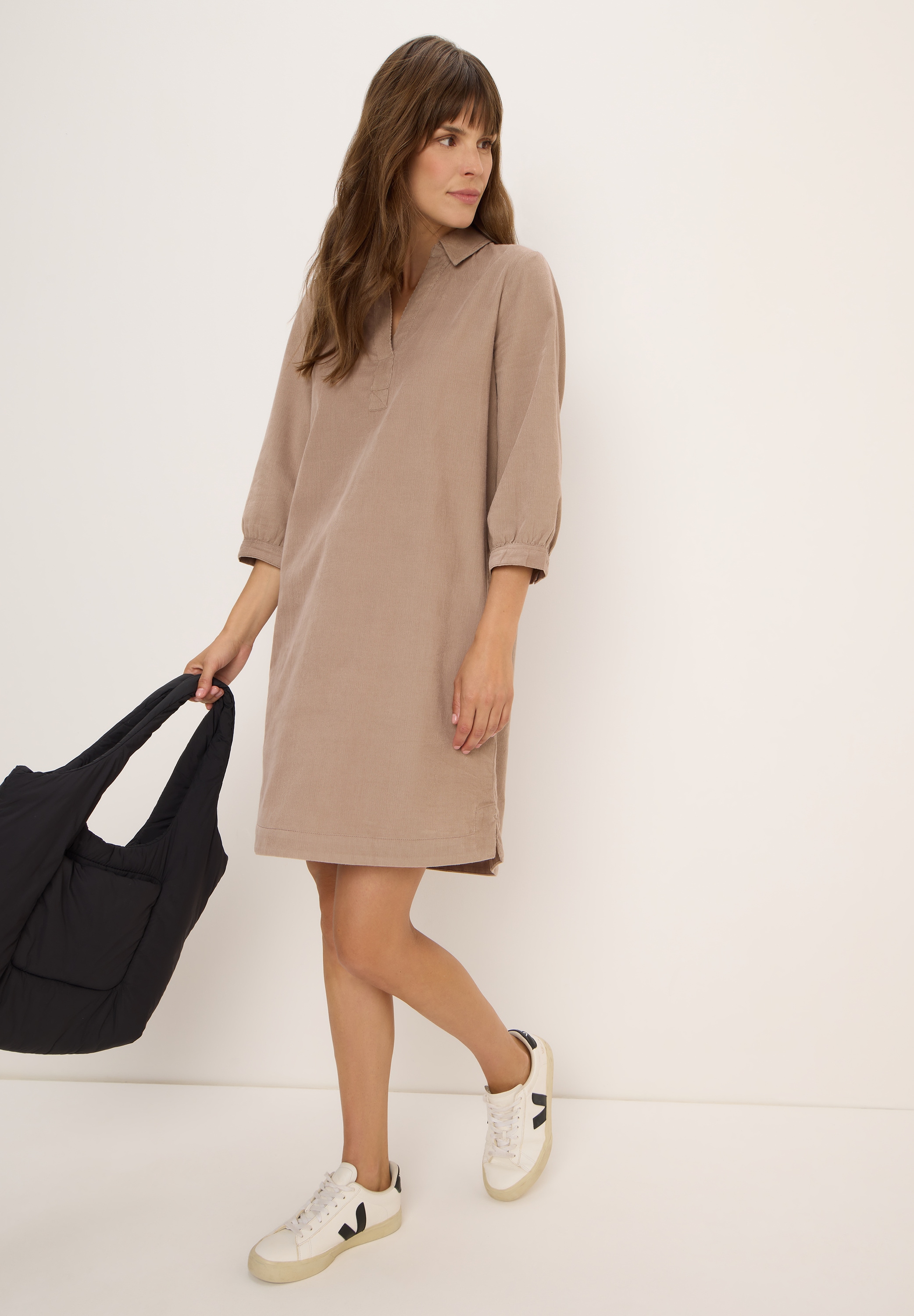 Cecil Cordkleid, aus reiner Baumwolle, Split Neck