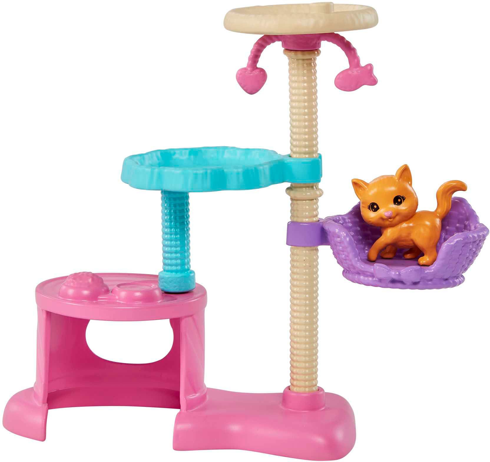 Barbie Anziehpuppe »Barbie-Puppe und Kätzchen Kratzbaum«, Spielset mit Zubehör